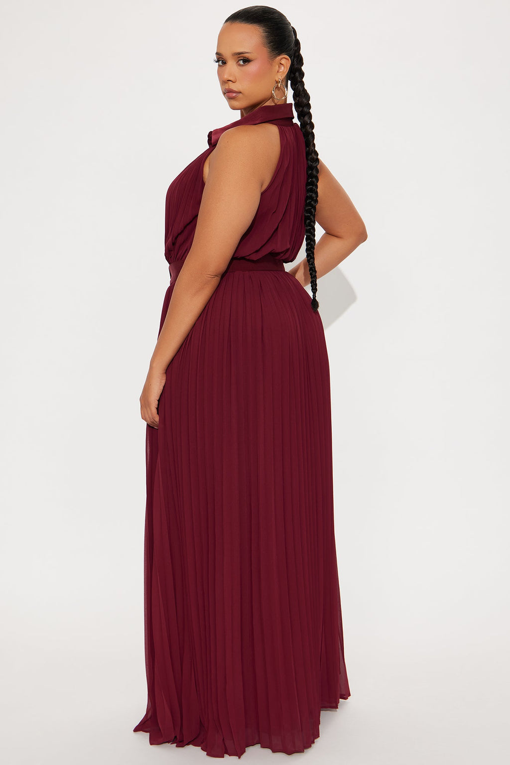 Alli Belted Maxi Dress - Burgundy