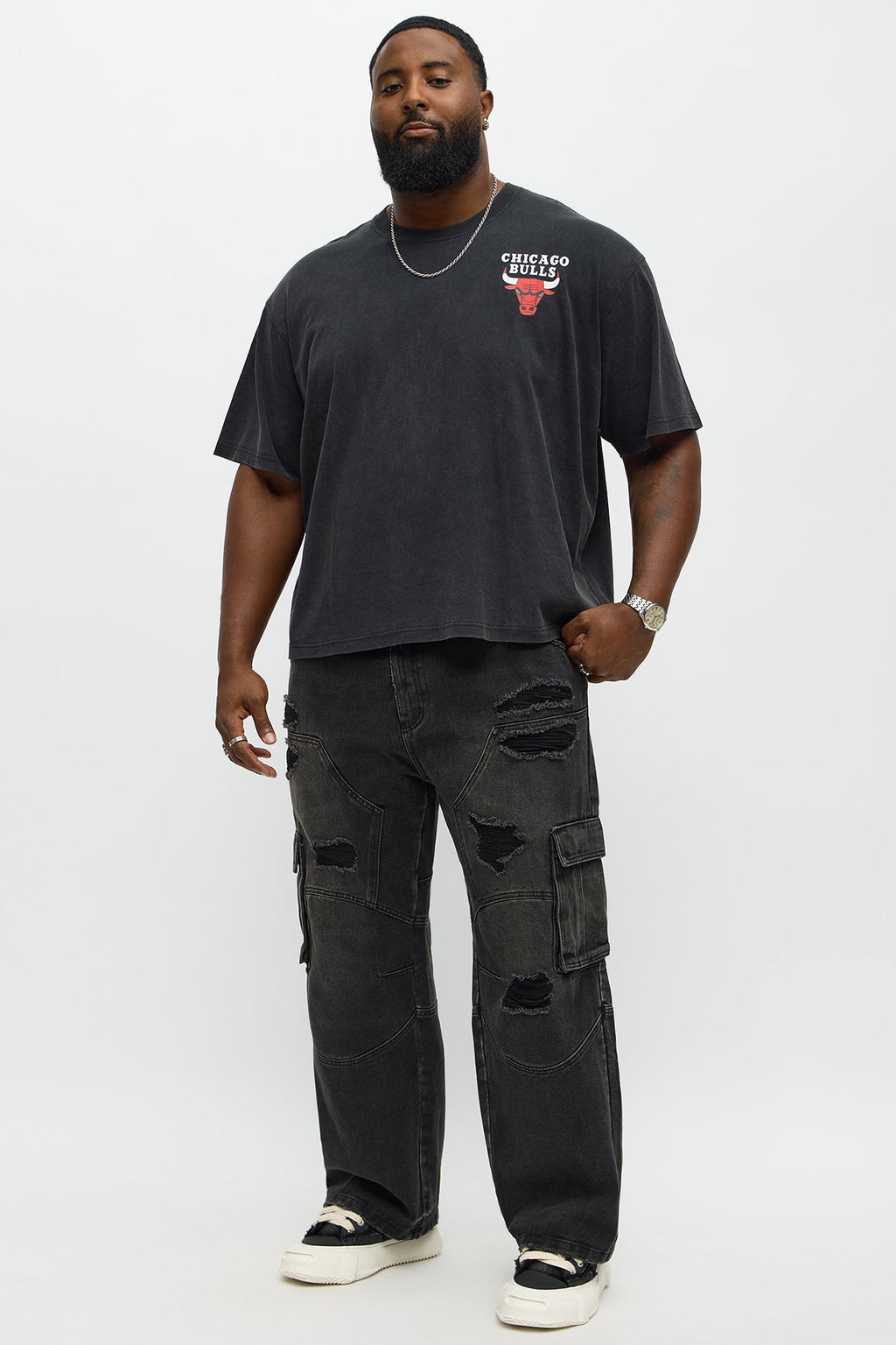 Bulls Freethrow Oversized Short Sleeve Tee - Black