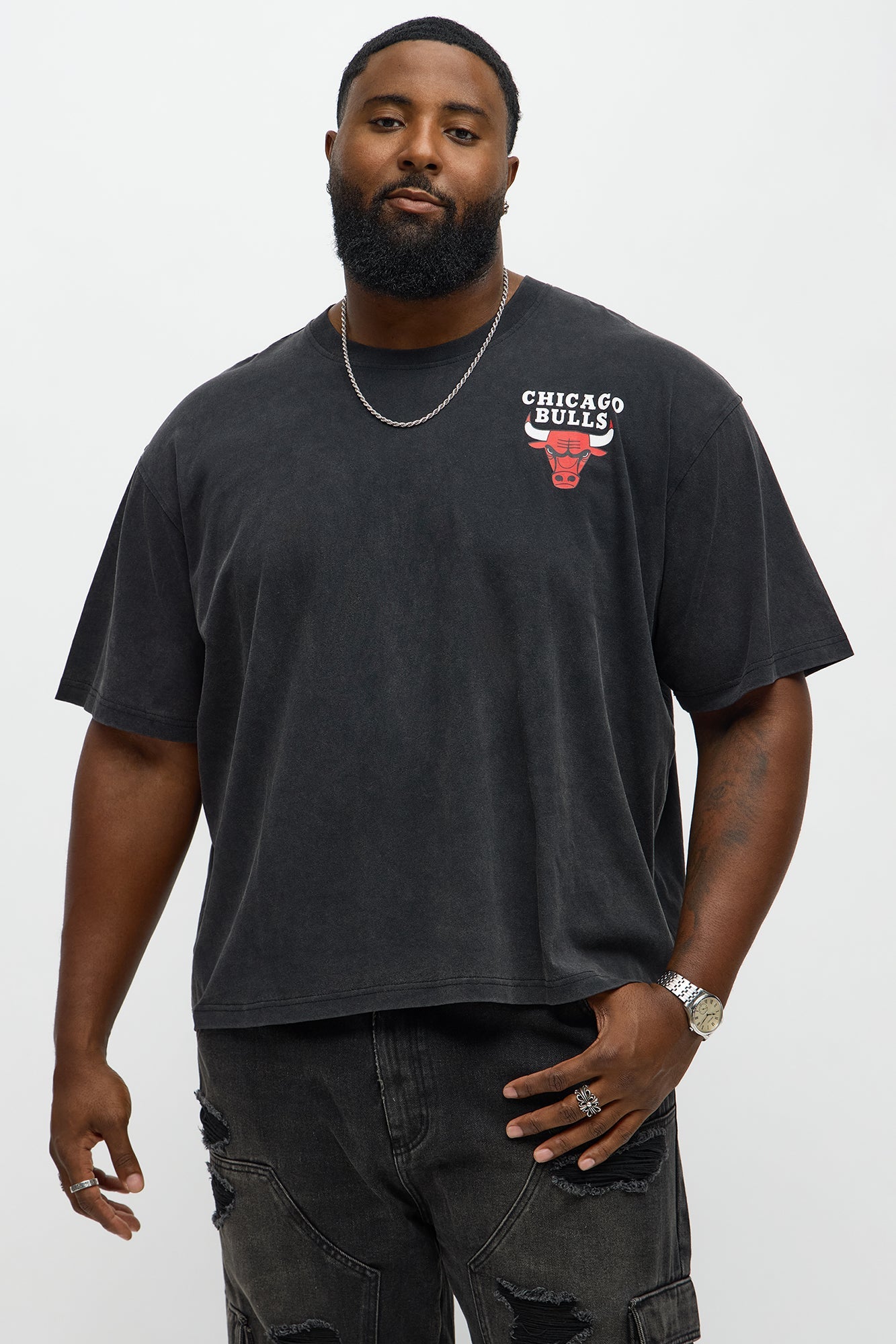 Bulls Freethrow Oversized Short Sleeve Tee - Black