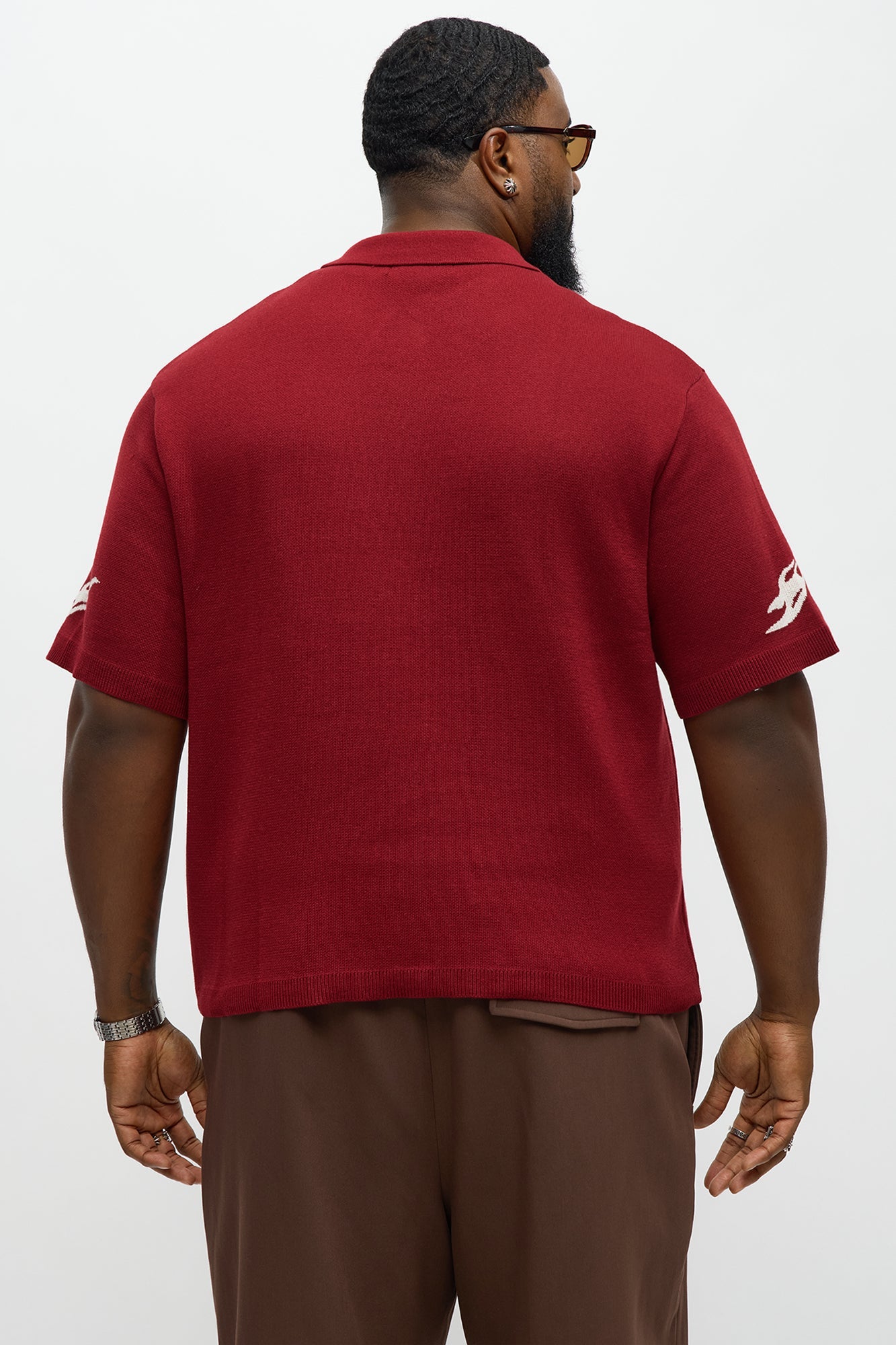 Regular Fit 13 Button Up Sweater Shirt - Red/White