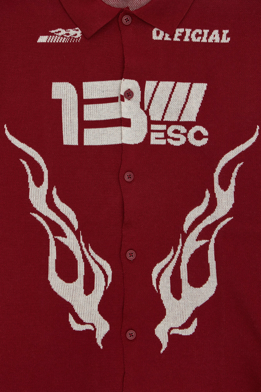 Regular Fit 13 Button Up Sweater Shirt - Red/White