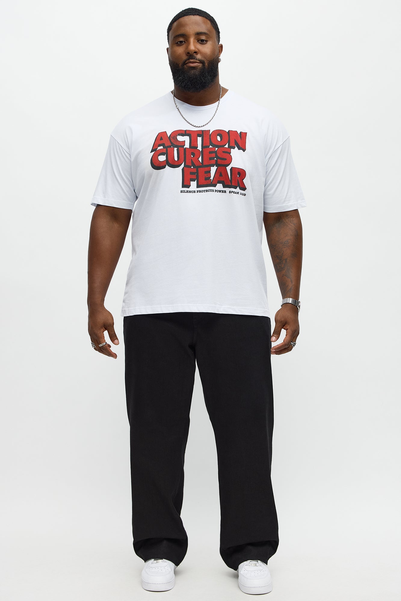 Action Cures Fear Short Sleeve Tee - White