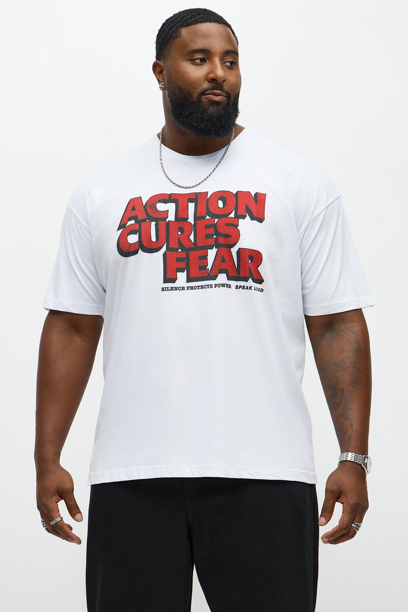 Action Cures Fear Short Sleeve Tee - White