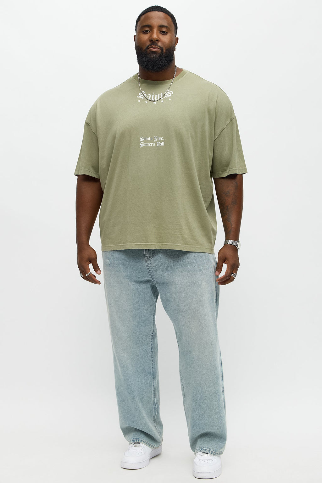 Saints Rise Saints Fall Oversized Short Sleeve Tee - Olive