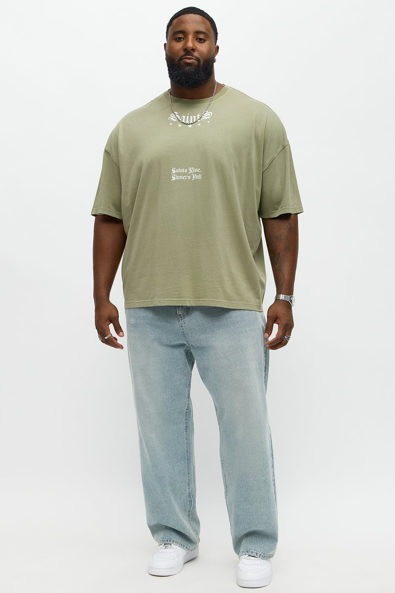 Saints Rise Saints Fall Oversized Short Sleeve Tee - Olive