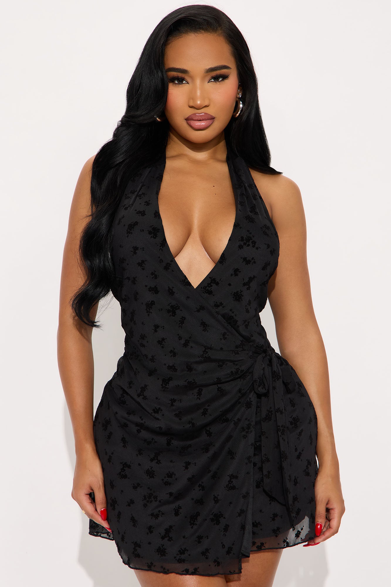 Simple Edge Halter Mini Dress - Black