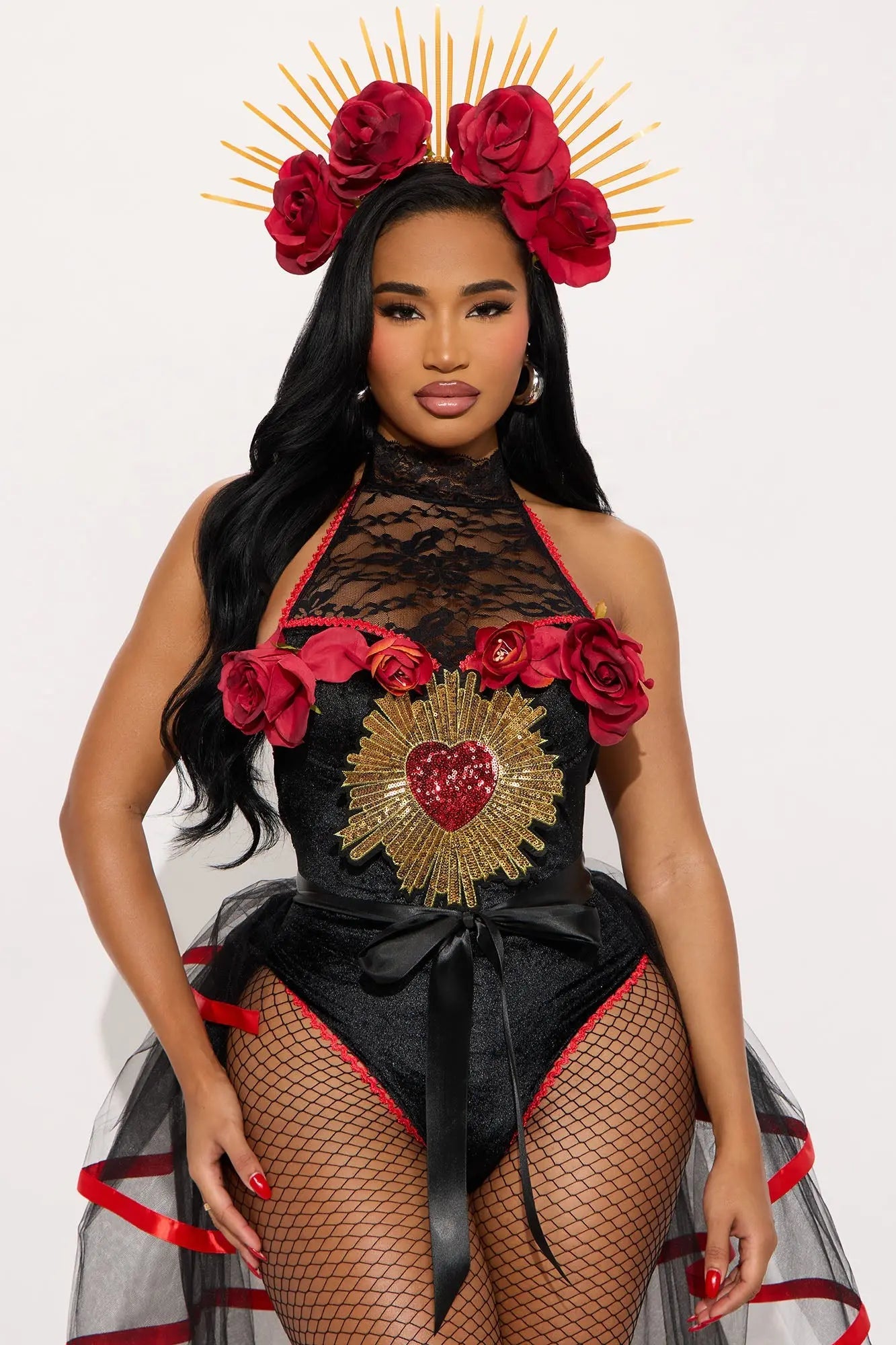 Dia De Los Muertos 3 Piece Costume Set - Red/combo 
