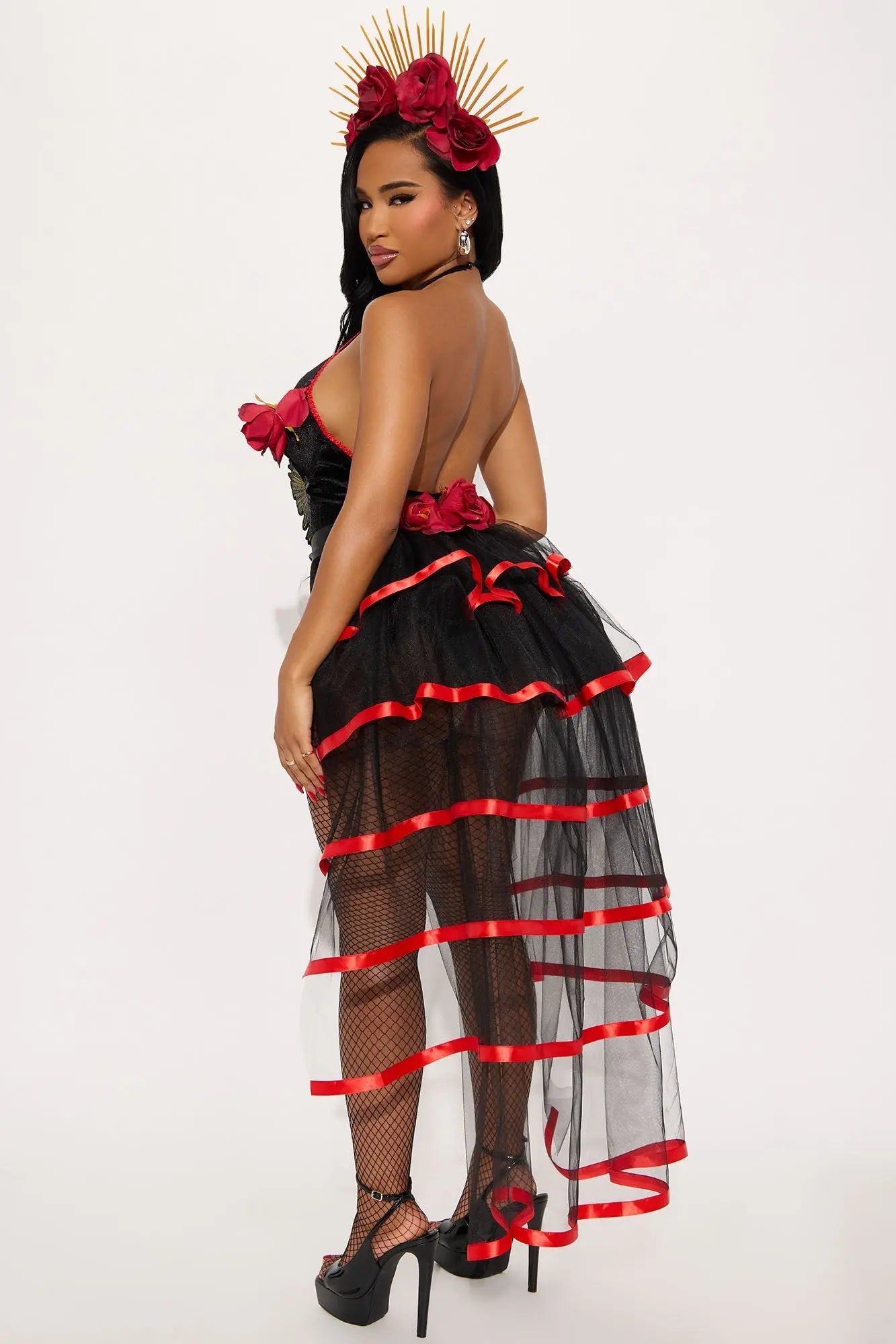 Dia De Los Muertos 3 Piece Costume Set - Red/combo 