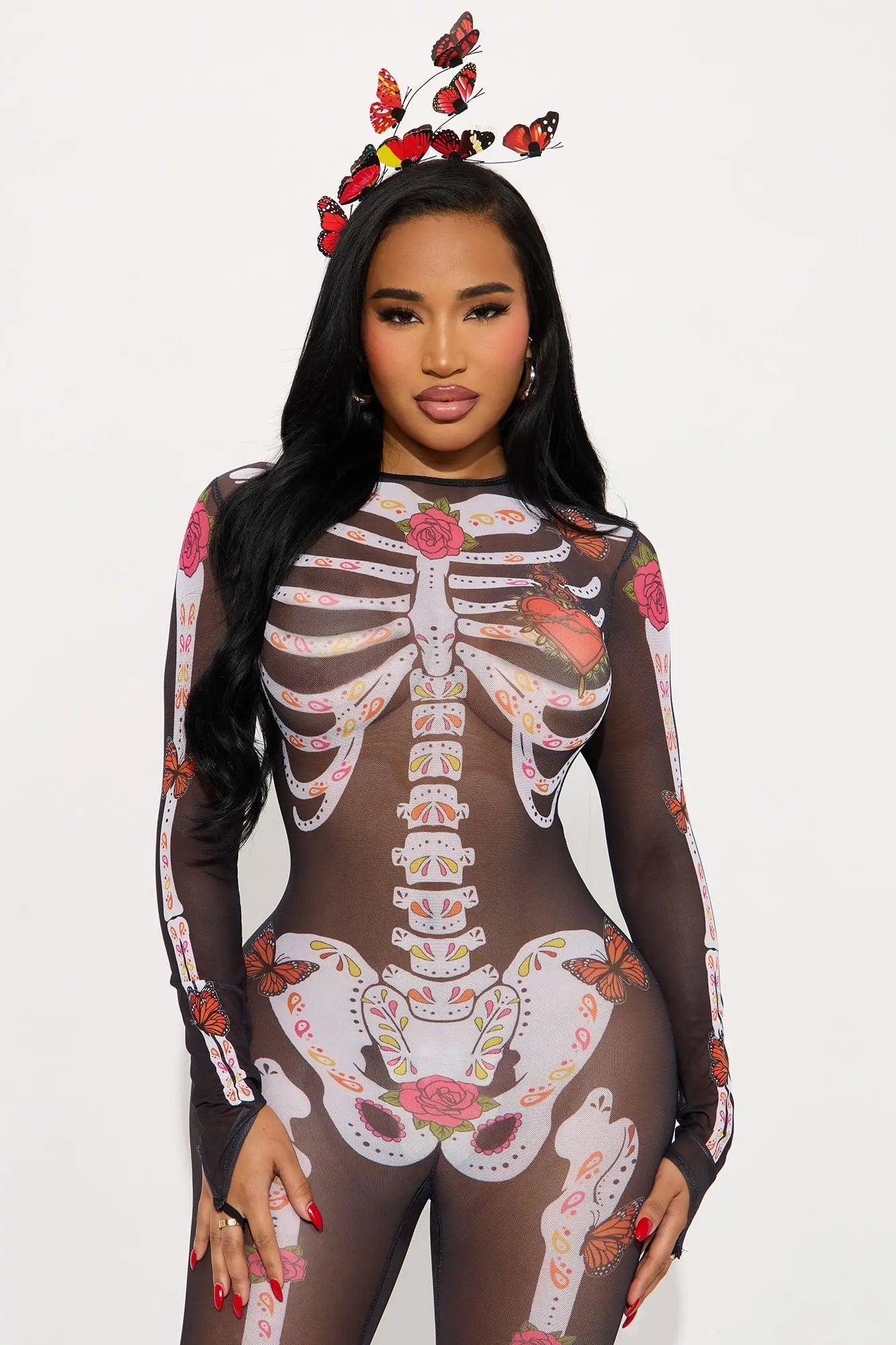 Dia De Los Muertos Sheer Jumpsuit - Black 