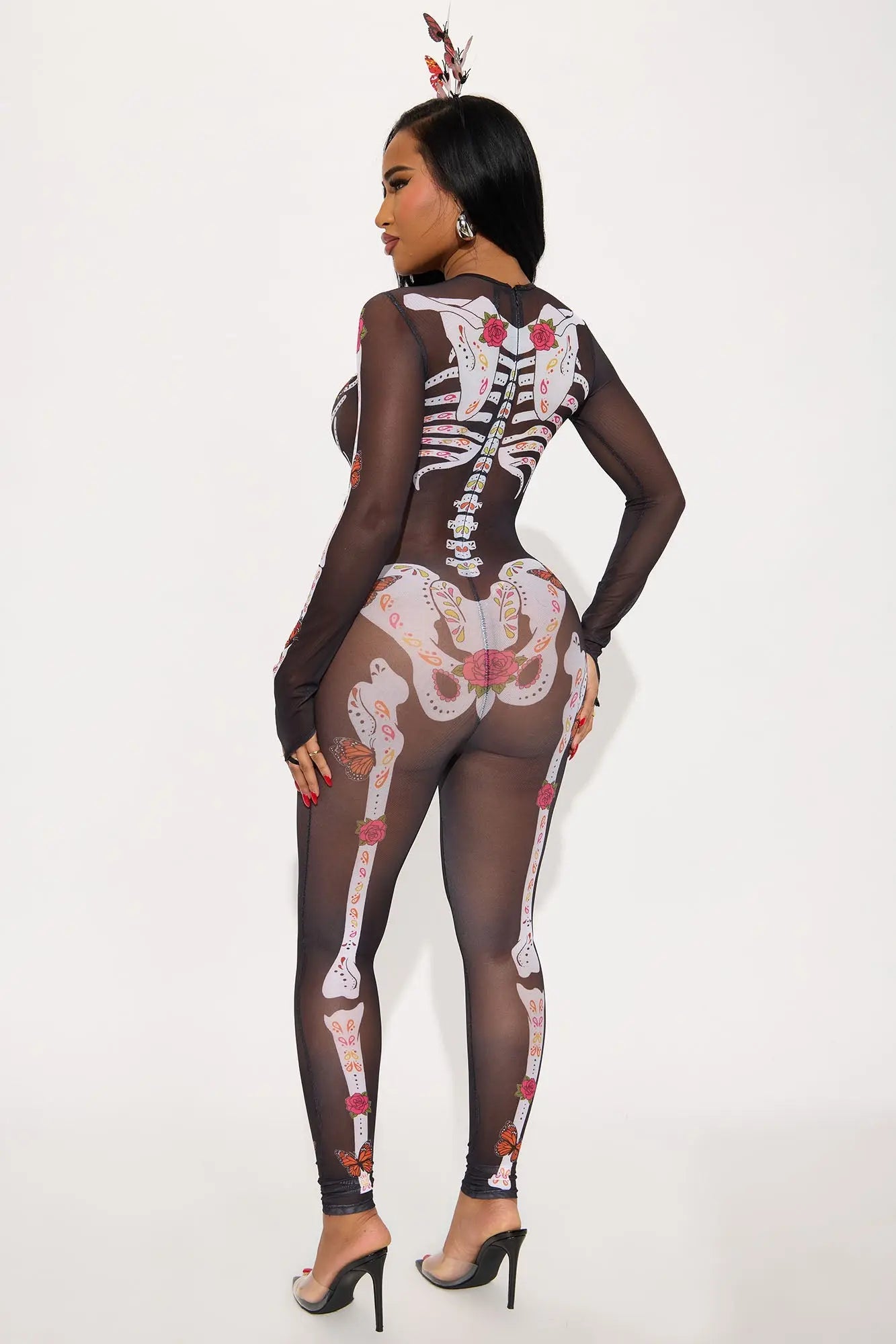 Dia De Los Muertos Sheer Jumpsuit - Black 
