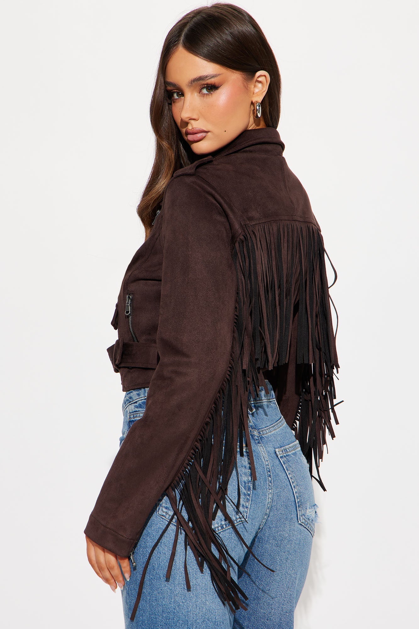 Wild West Connection Fringe Moto Jacket - Brown