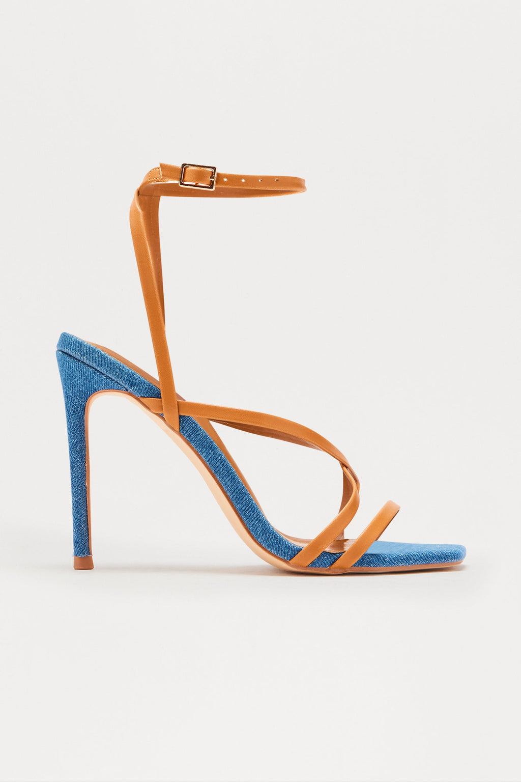 Destan Ankle Strap Stiletto Heels - Dark Denim
