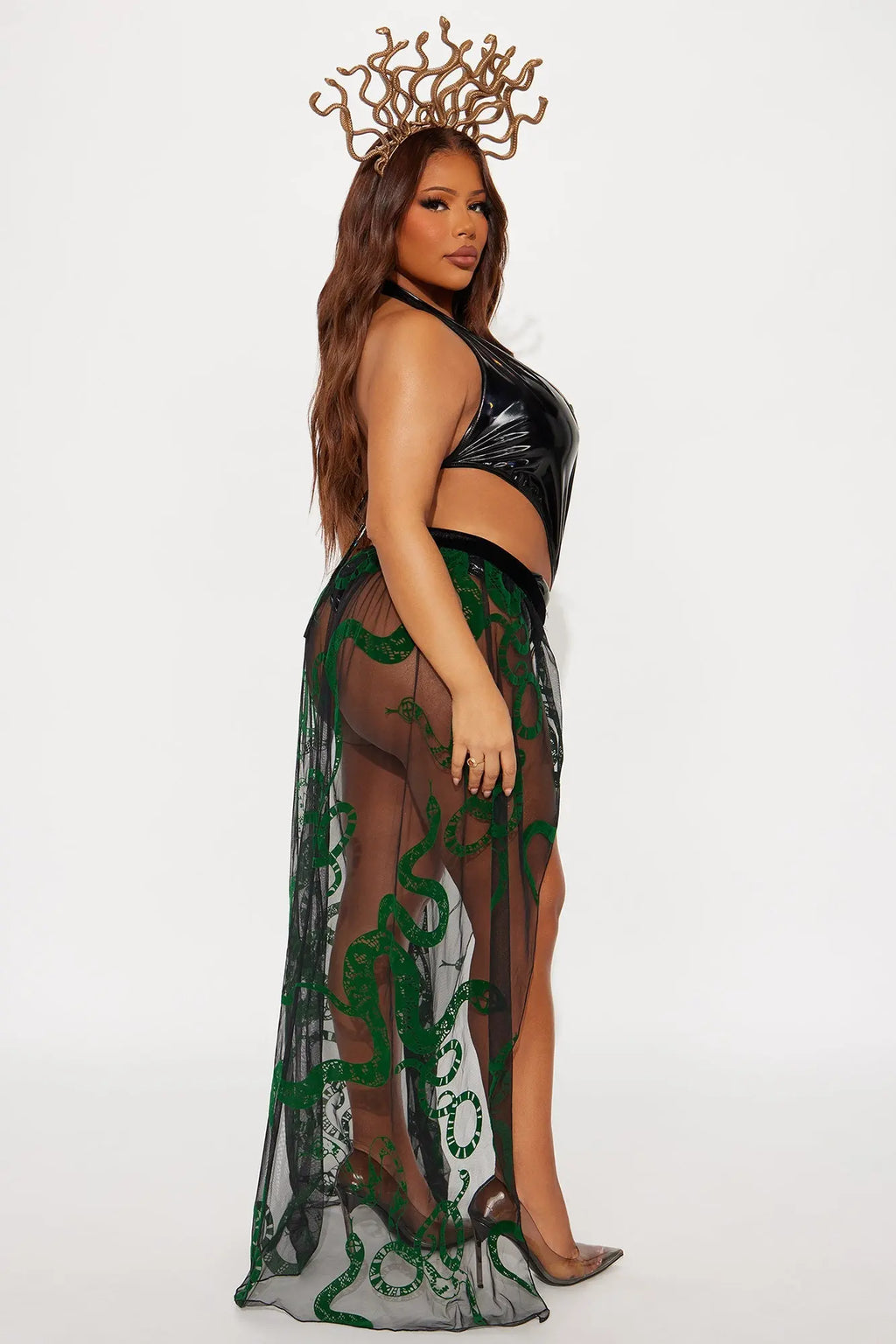 Vein But Now Cursed Goddess 3 Piece Costume Set - Green/combo 