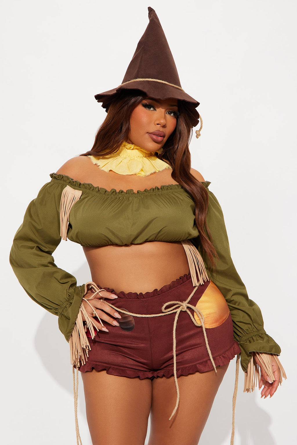 Sinister Scarecrow Cutie 6 Piece Costume Set - Brown/combo