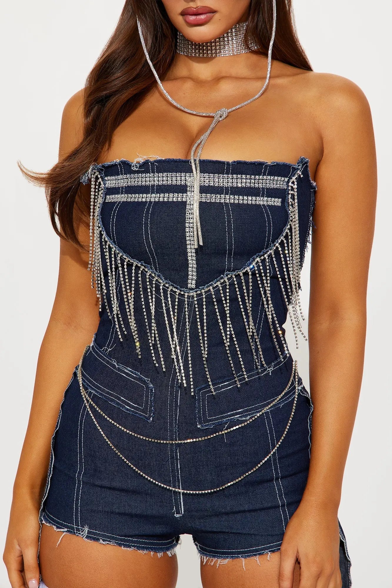 Denim & Diamonds Cowgirl 3 Piece Costume Set - Denim 