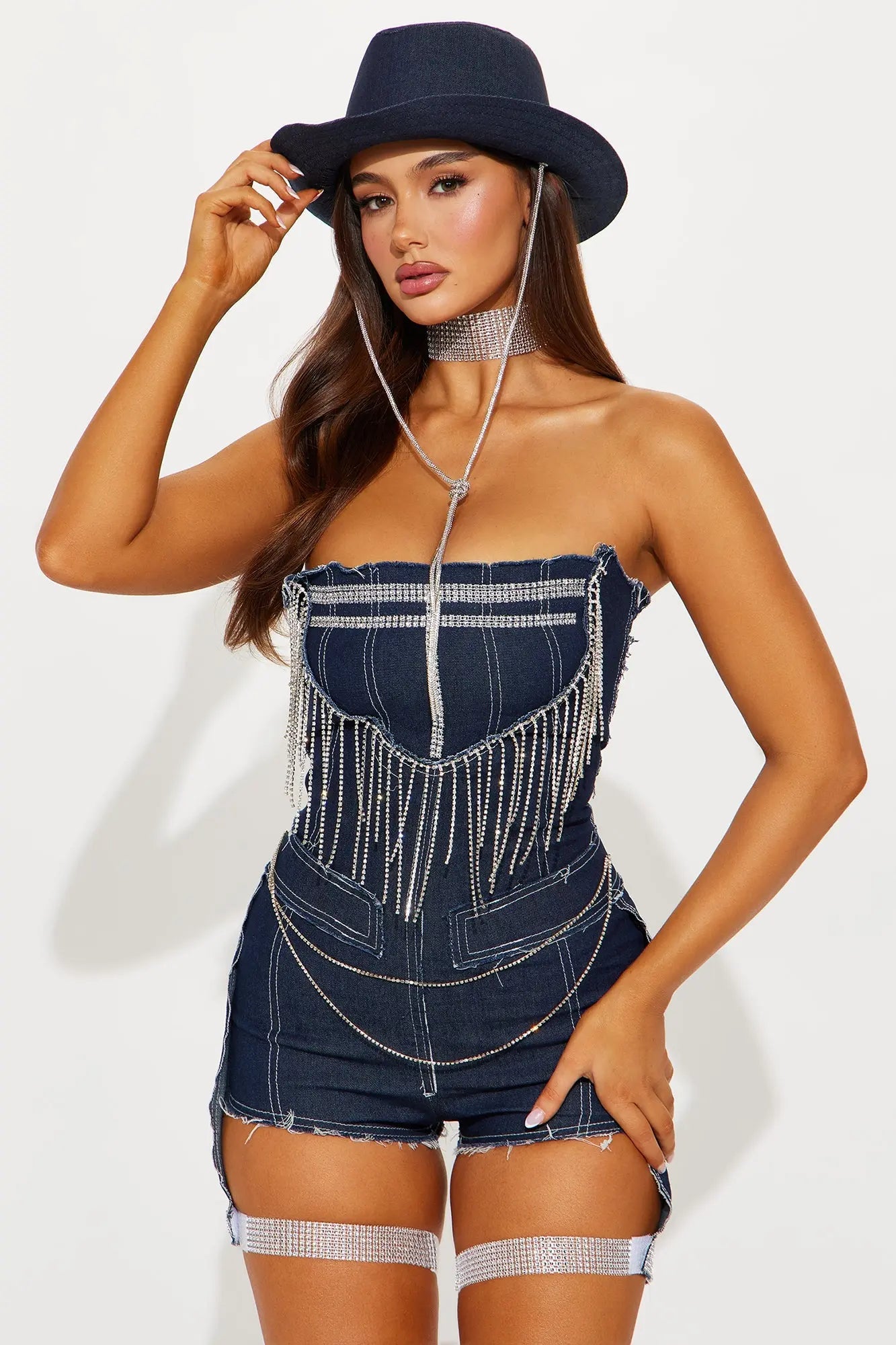 Denim & Diamonds Cowgirl 3 Piece Costume Set - Denim 