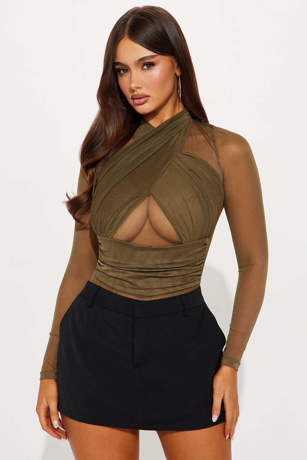 Serena Mesh Bodysuit - Olive