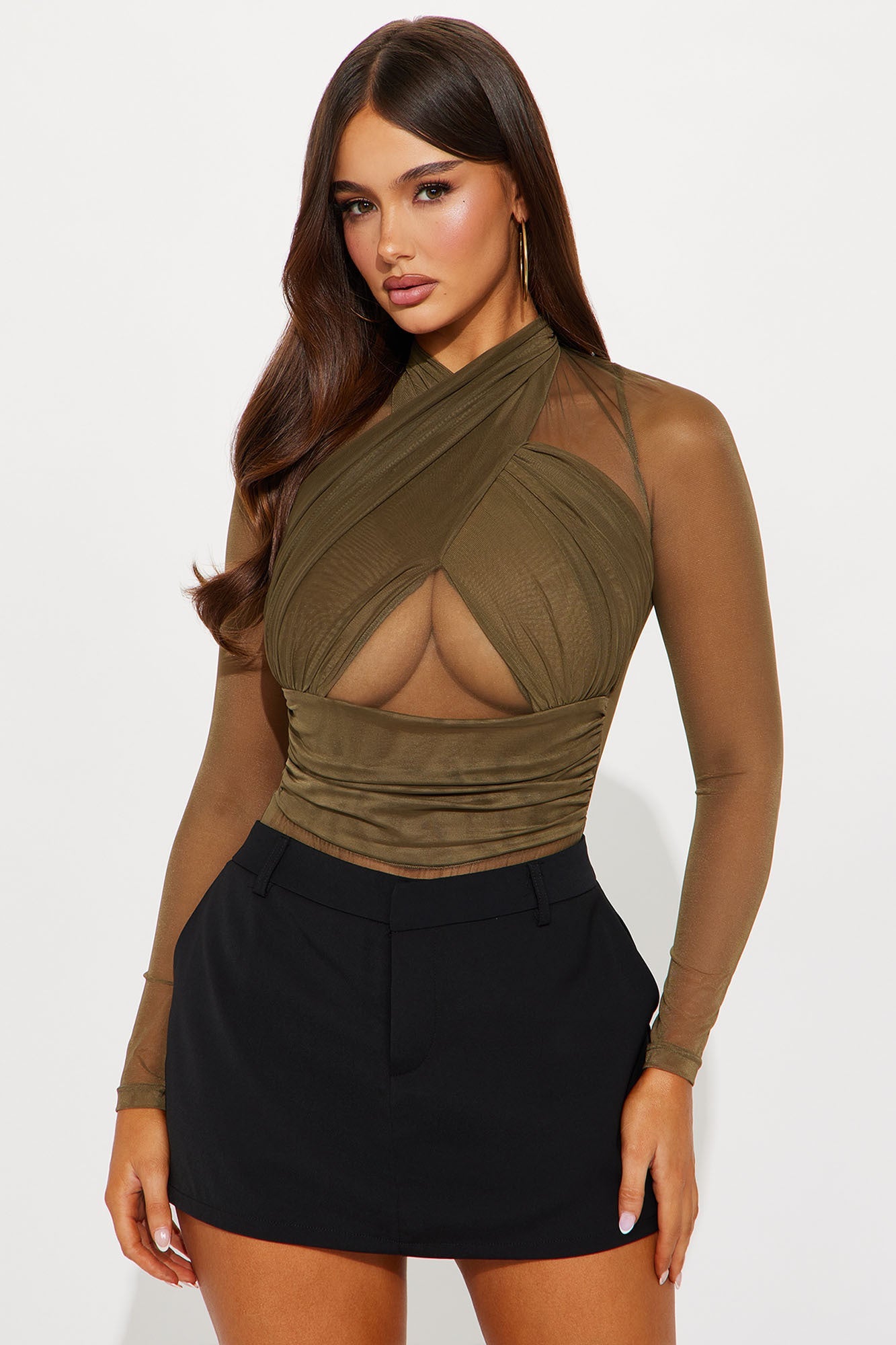 Serena Mesh Bodysuit - Olive