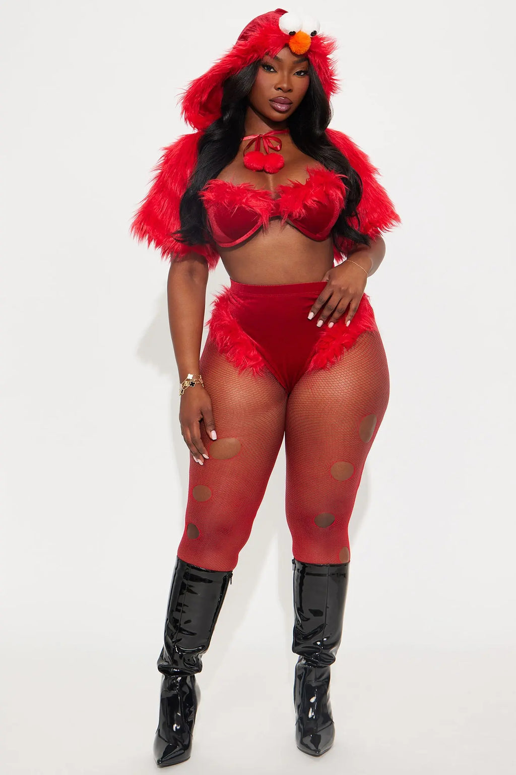 Curious Cutie 4 Piece Costume Set - Red/combo 