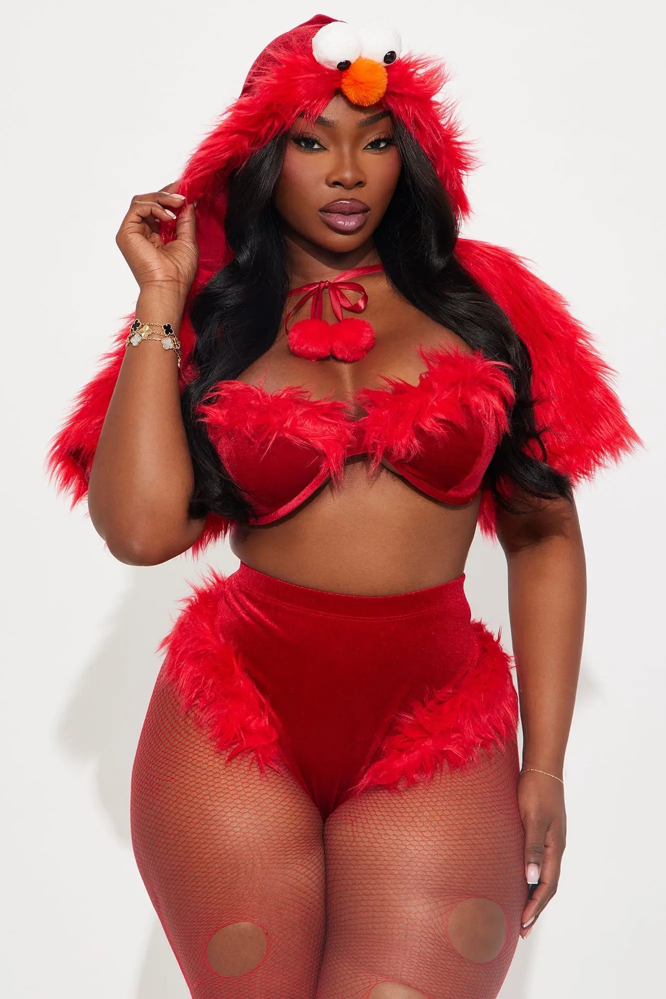 Curious Cutie 4 Piece Costume Set - Red/combo 