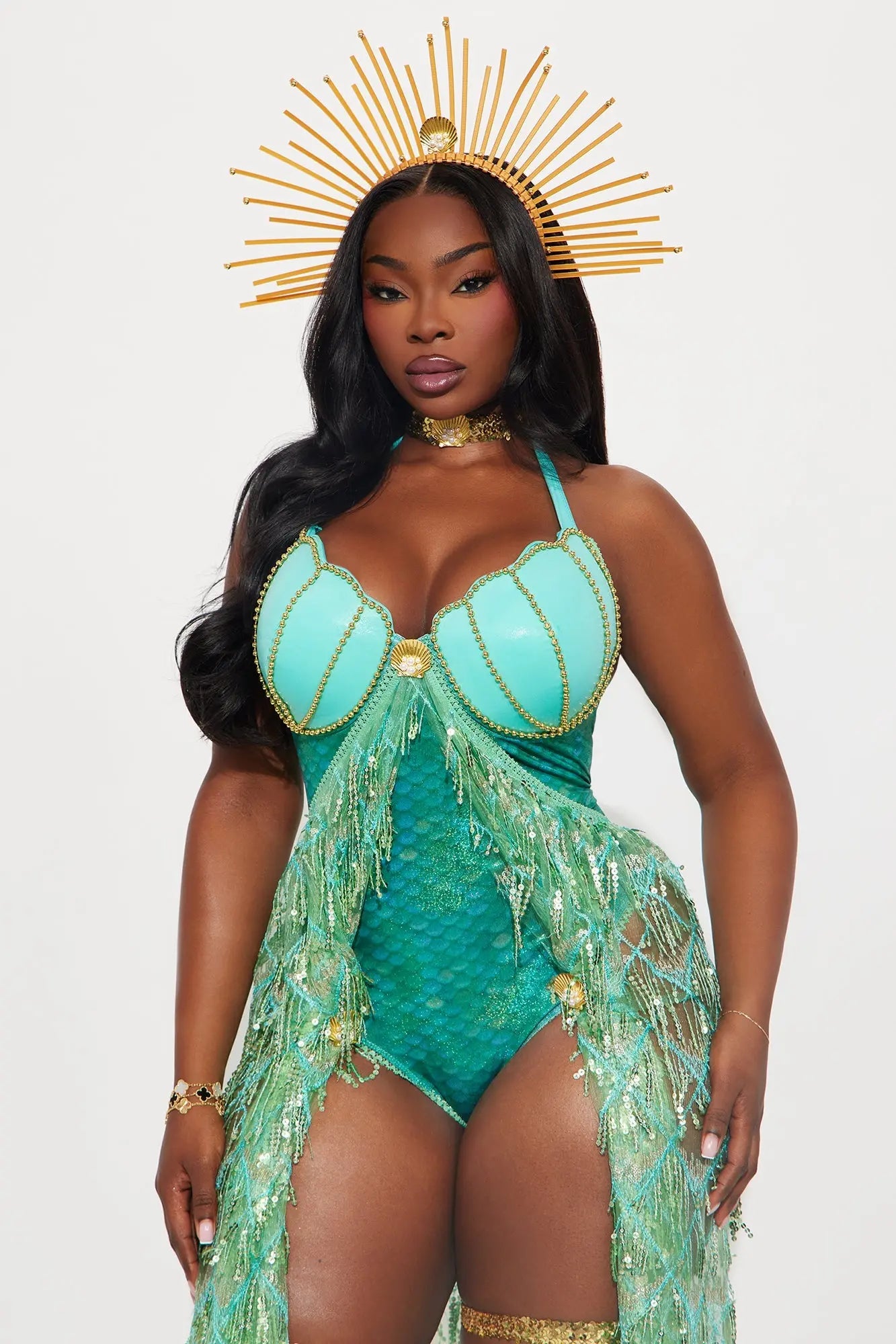 Water Nymph 4 Piece Costume Set - Blue/combo 