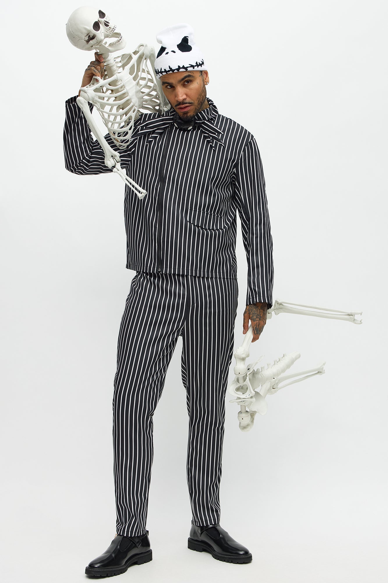 Skeletons In My Closet 4 Piece Costume Set - Black/White
