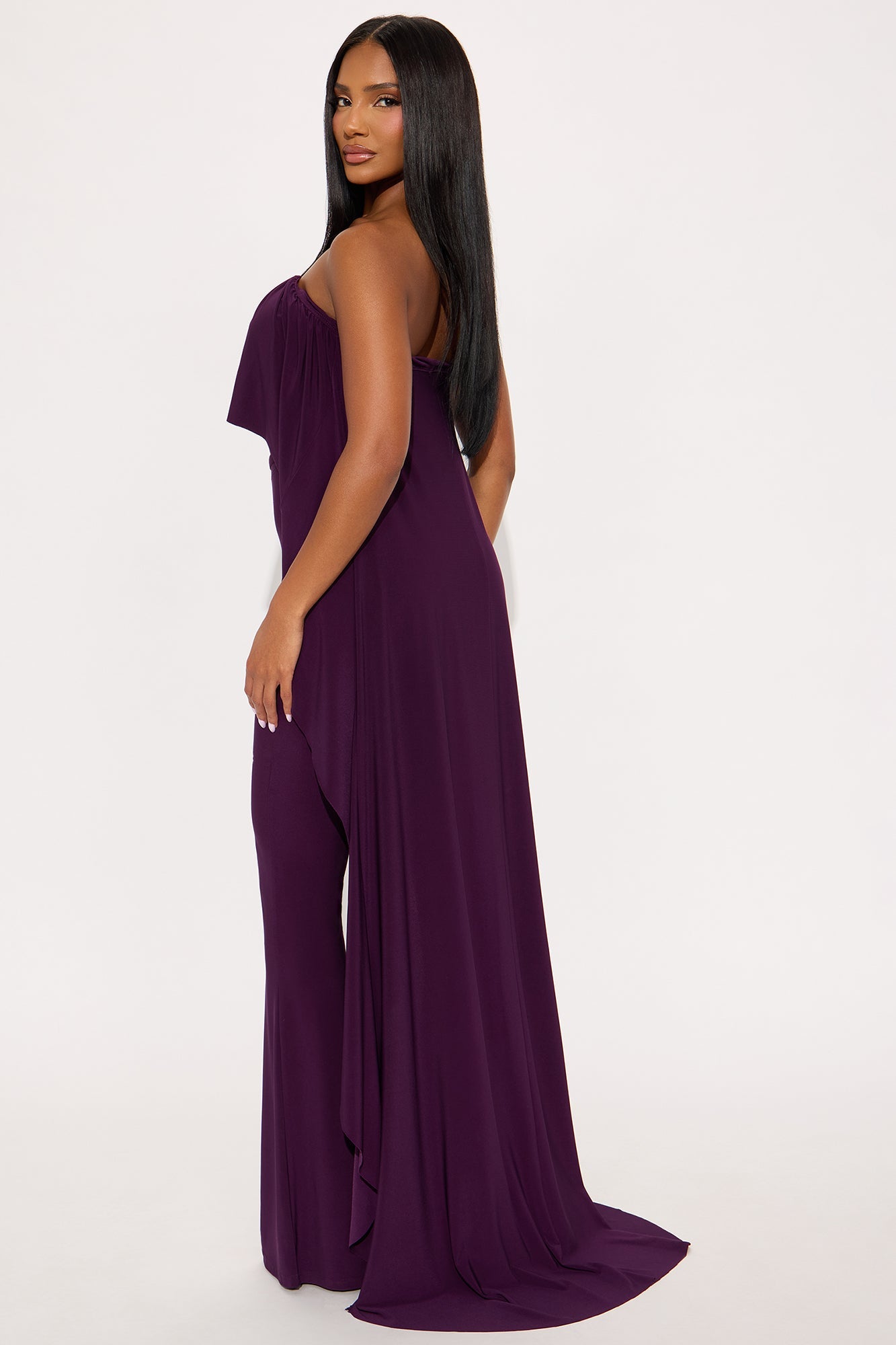 Alicia Strapless Flare Leg Pant Set - Plum