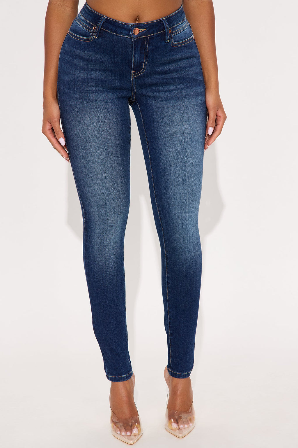 Do My Best Premium Low Waist Skinny Jeans - Dark Wash