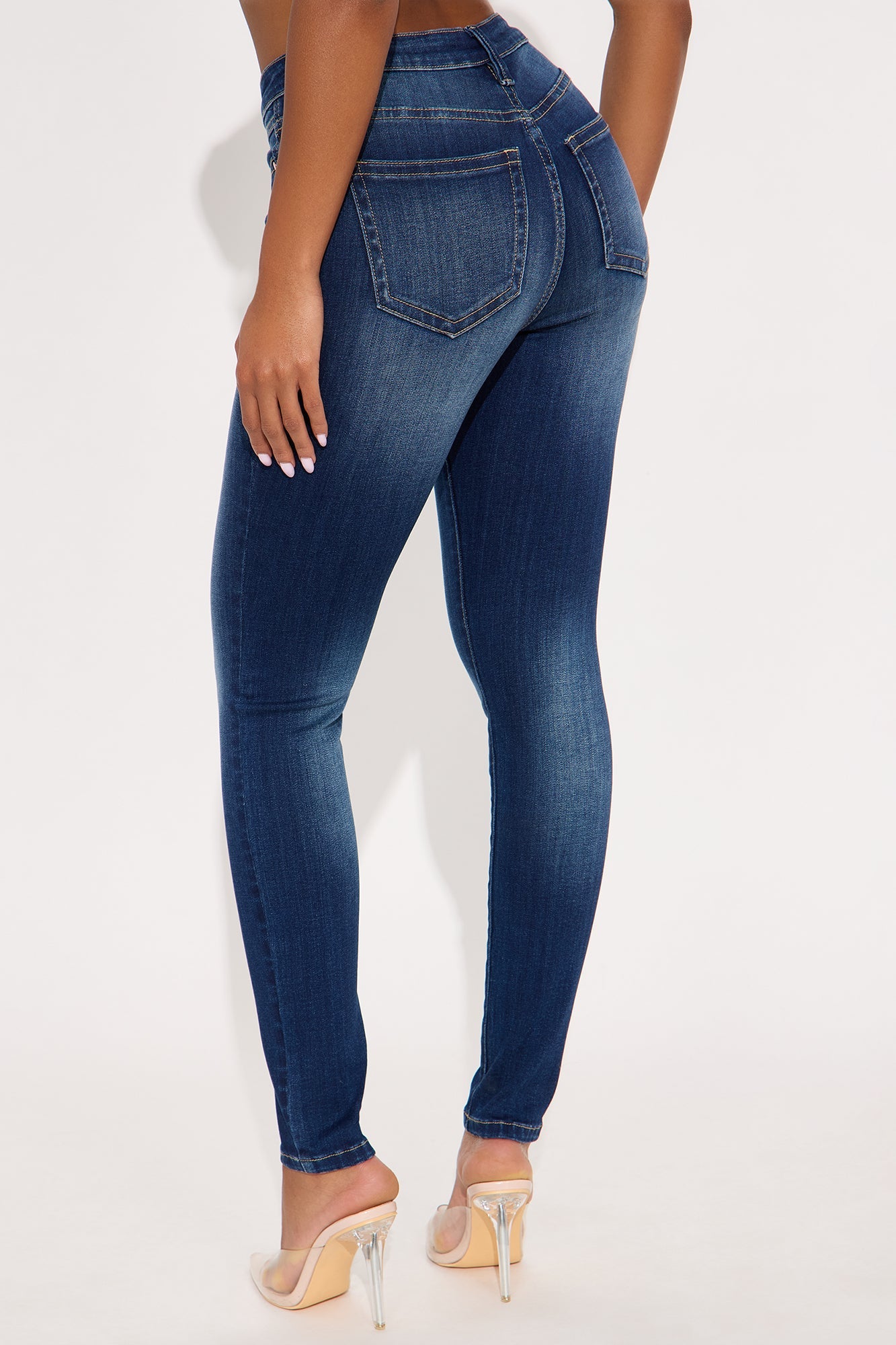 Do My Best Premium Low Waist Skinny Jeans - Dark Wash