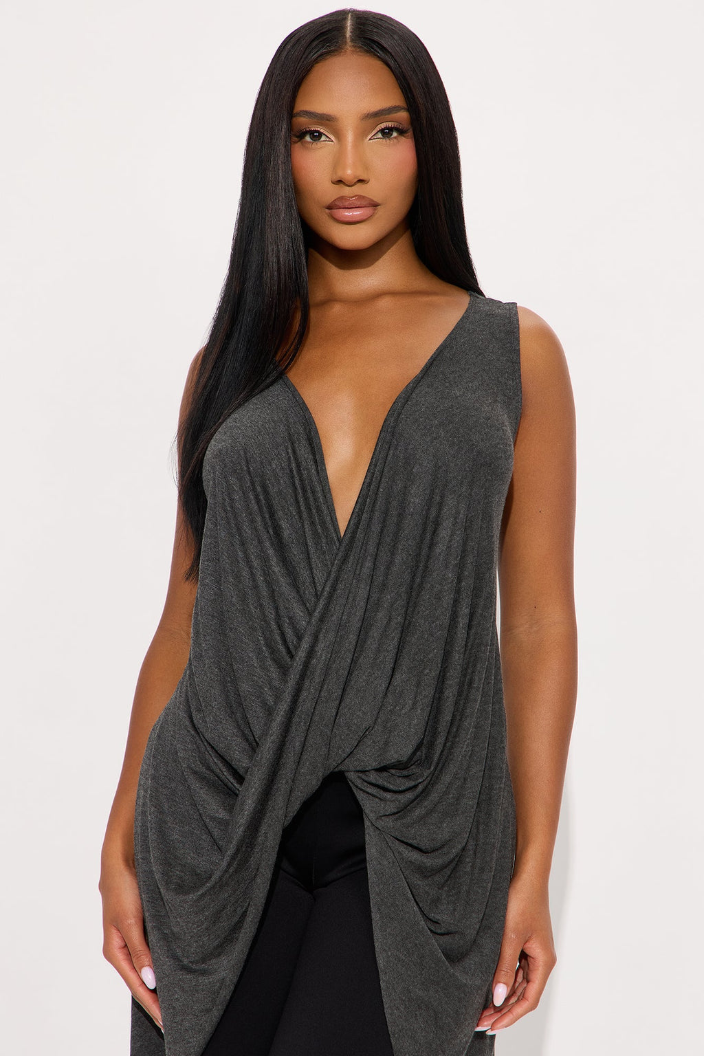 Cavell Loose Cowl Neck Top - Grey