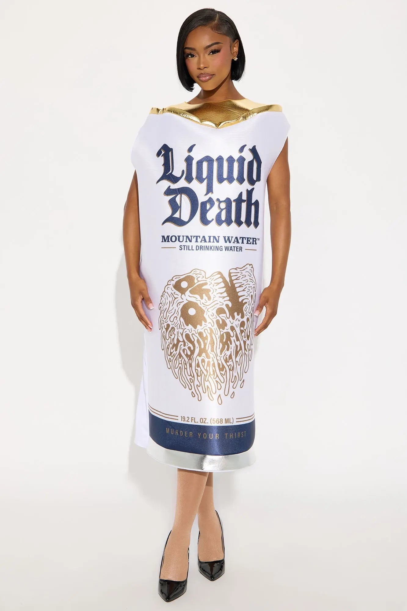 Liquid Death Still Water Can Costume - White/combo 