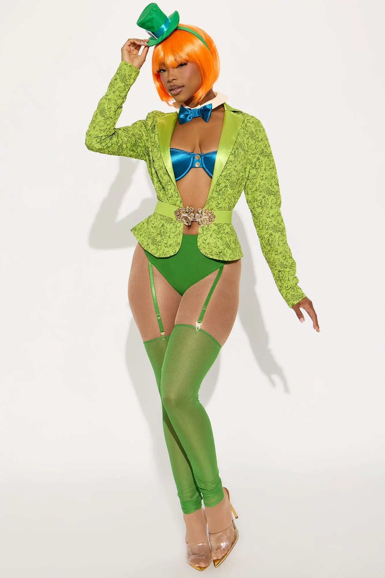 Delightfully Sexy Mad Hatter 8 Piece Costume Set - Green 