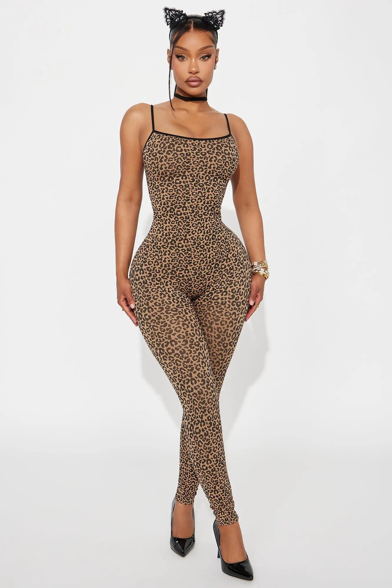Feline Fatale 3 Piece Costume Set - Brown/combo 
