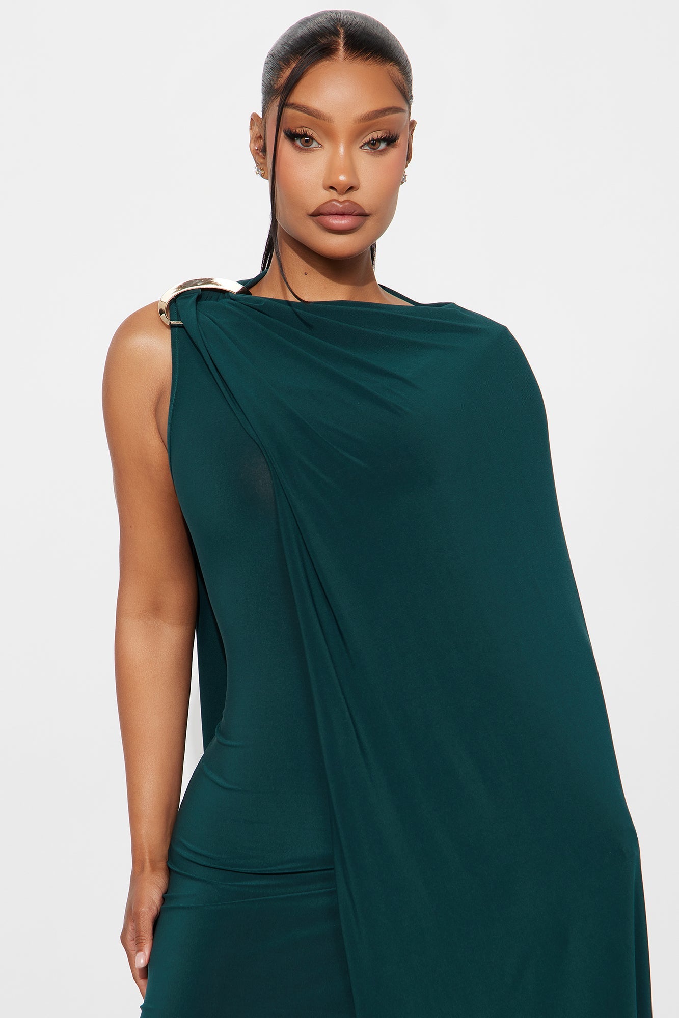 Keep In Mind Cape Maxi Dress - Hunter