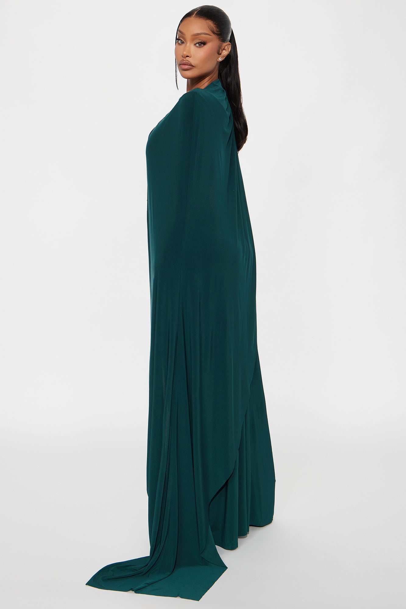 Keep In Mind Cape Maxi Dress - Hunter