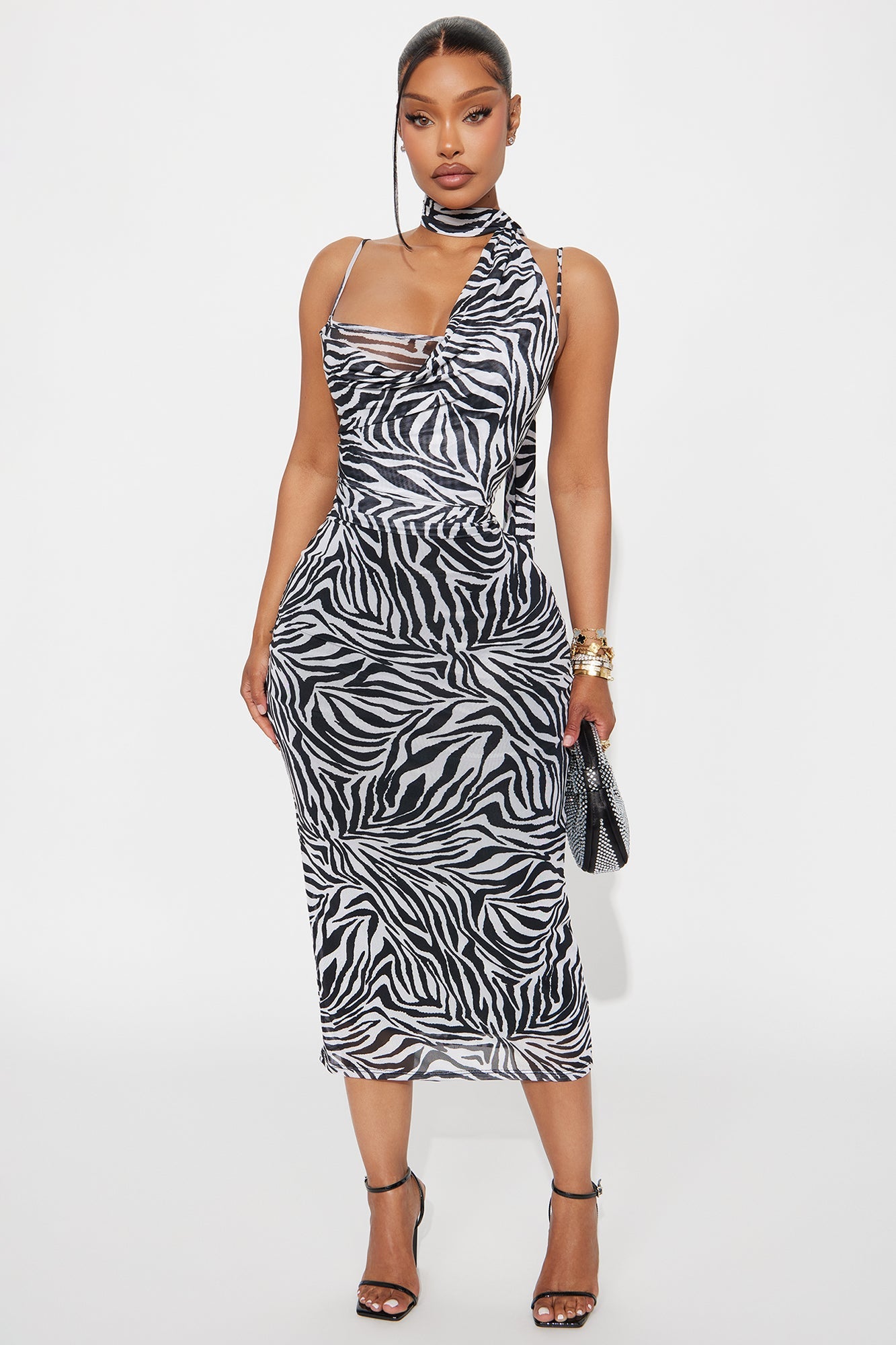 Sweet Girl Animal Print Midi Dress - Ivory/combo