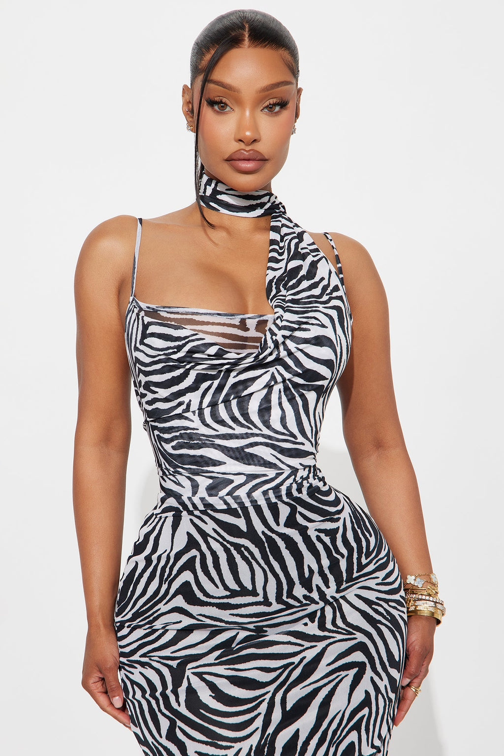 Sweet Girl Animal Print Midi Dress - Ivory/combo
