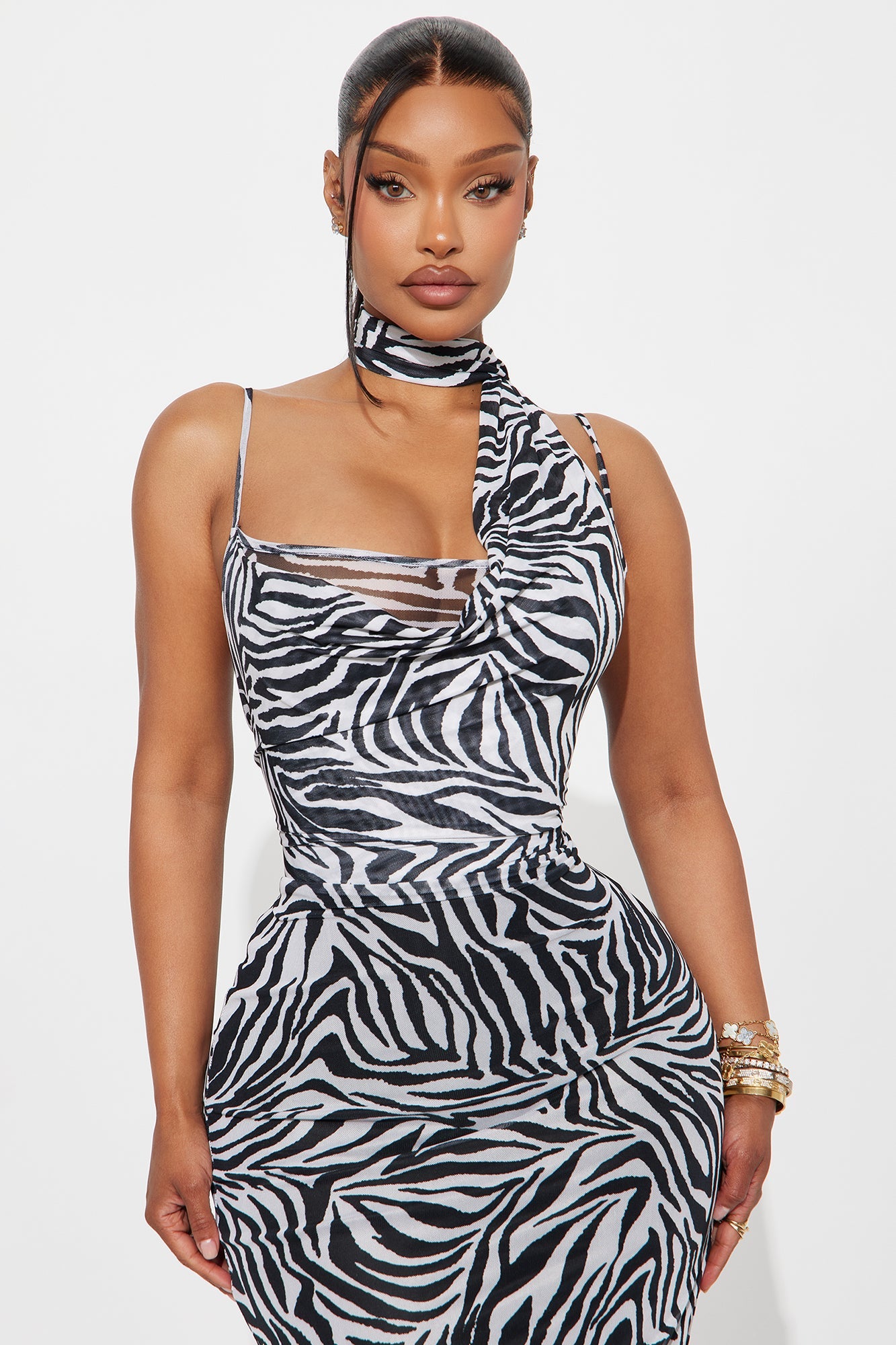 Sweet Girl Animal Print Midi Dress - Ivory/combo