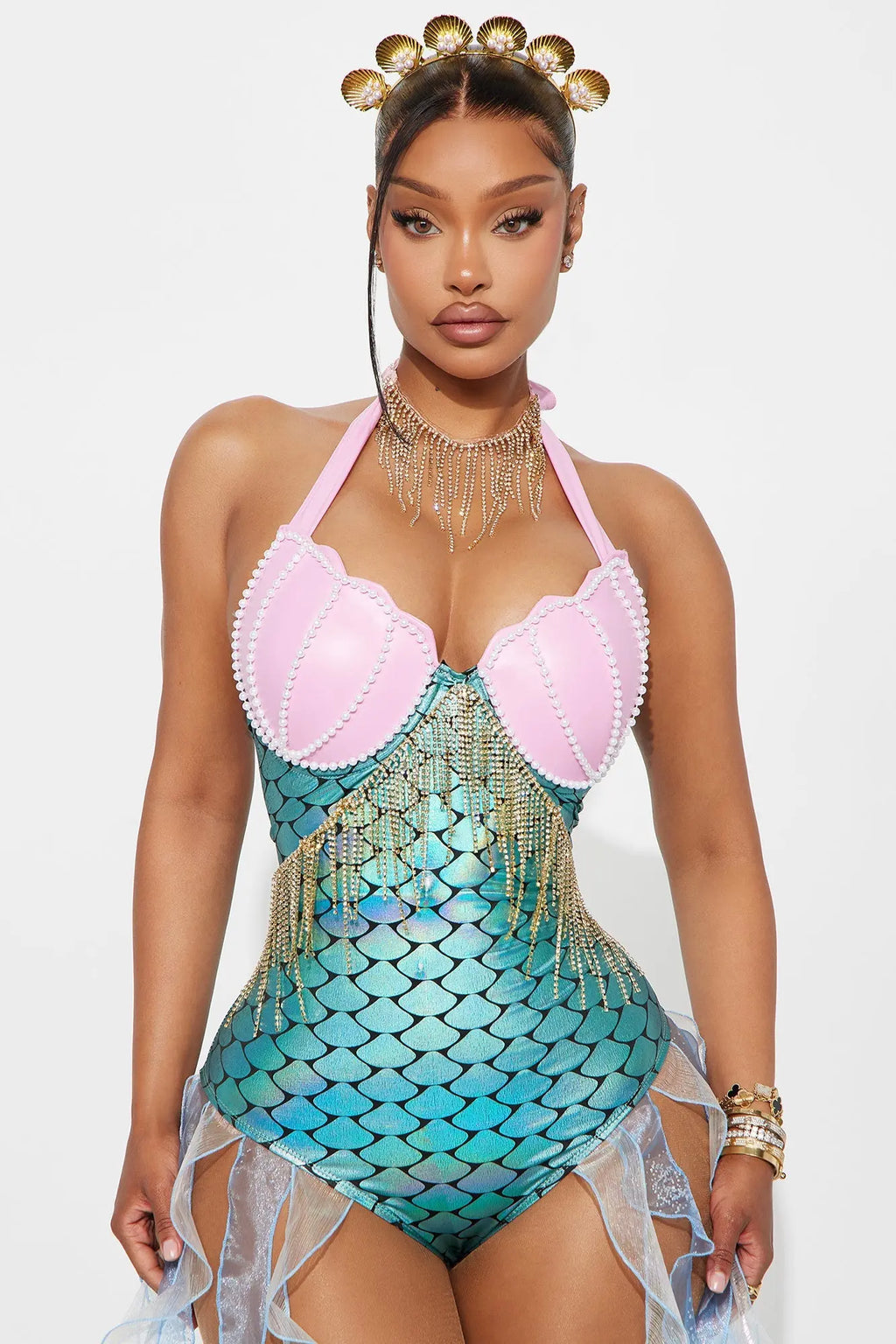 Dreamy Mermaid 3 Piece Costume Set - Blue/combo 