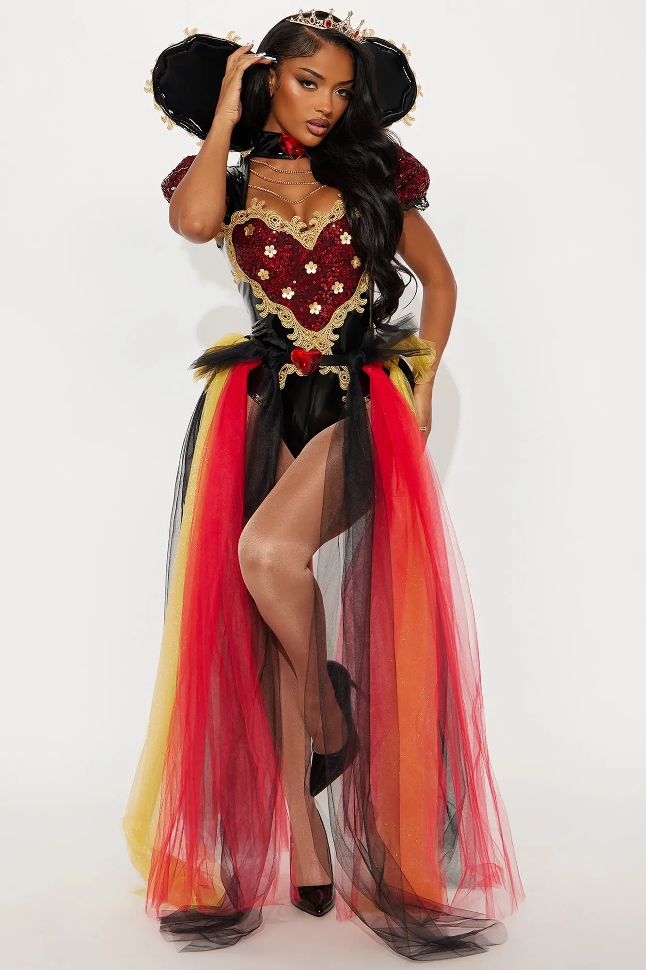 Heartthrob Queen 4 Piece Costume Set - Red/combo 