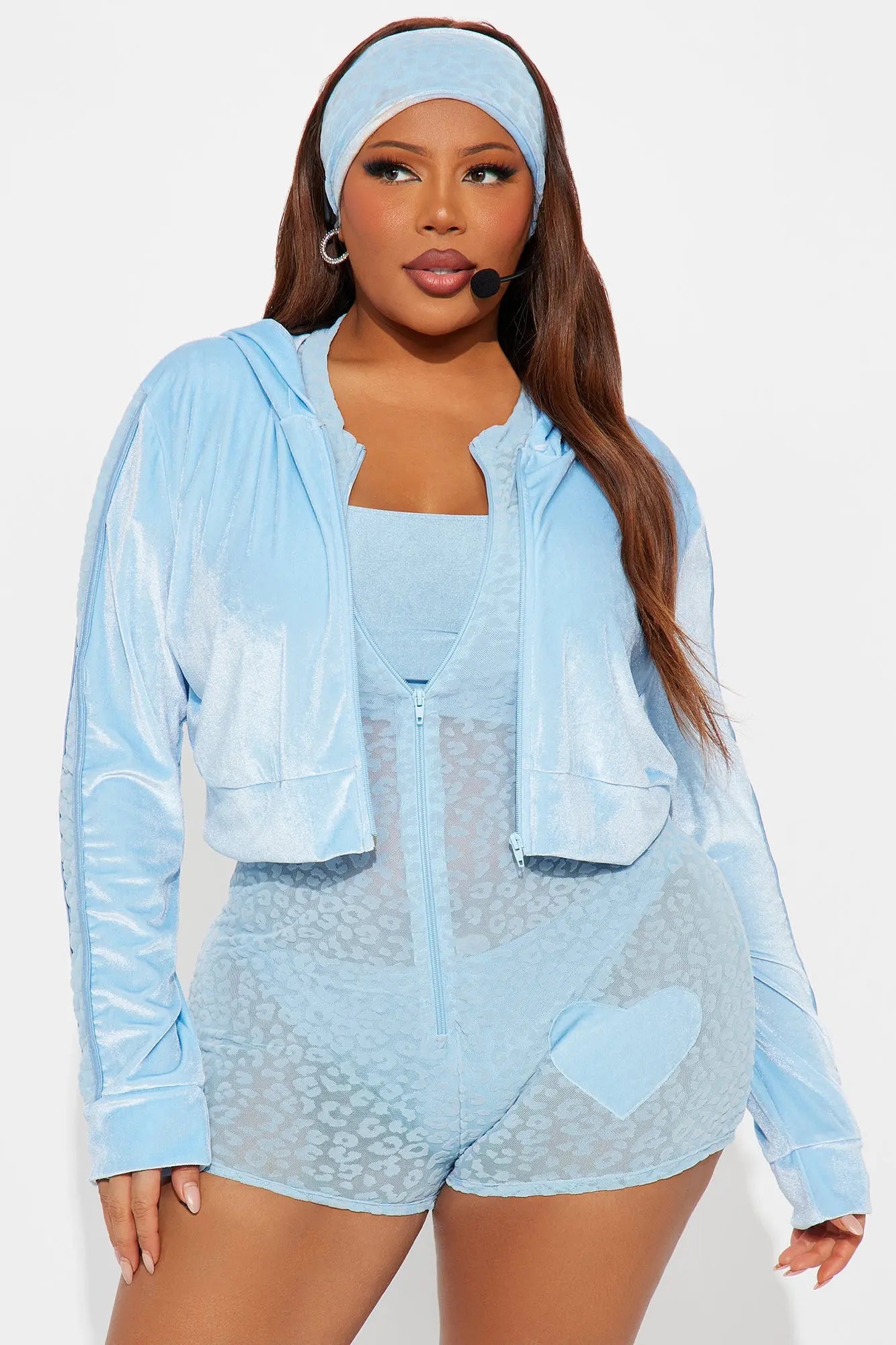 Blue Feisty Cheetah 7 Piece Costume Set - Blue 