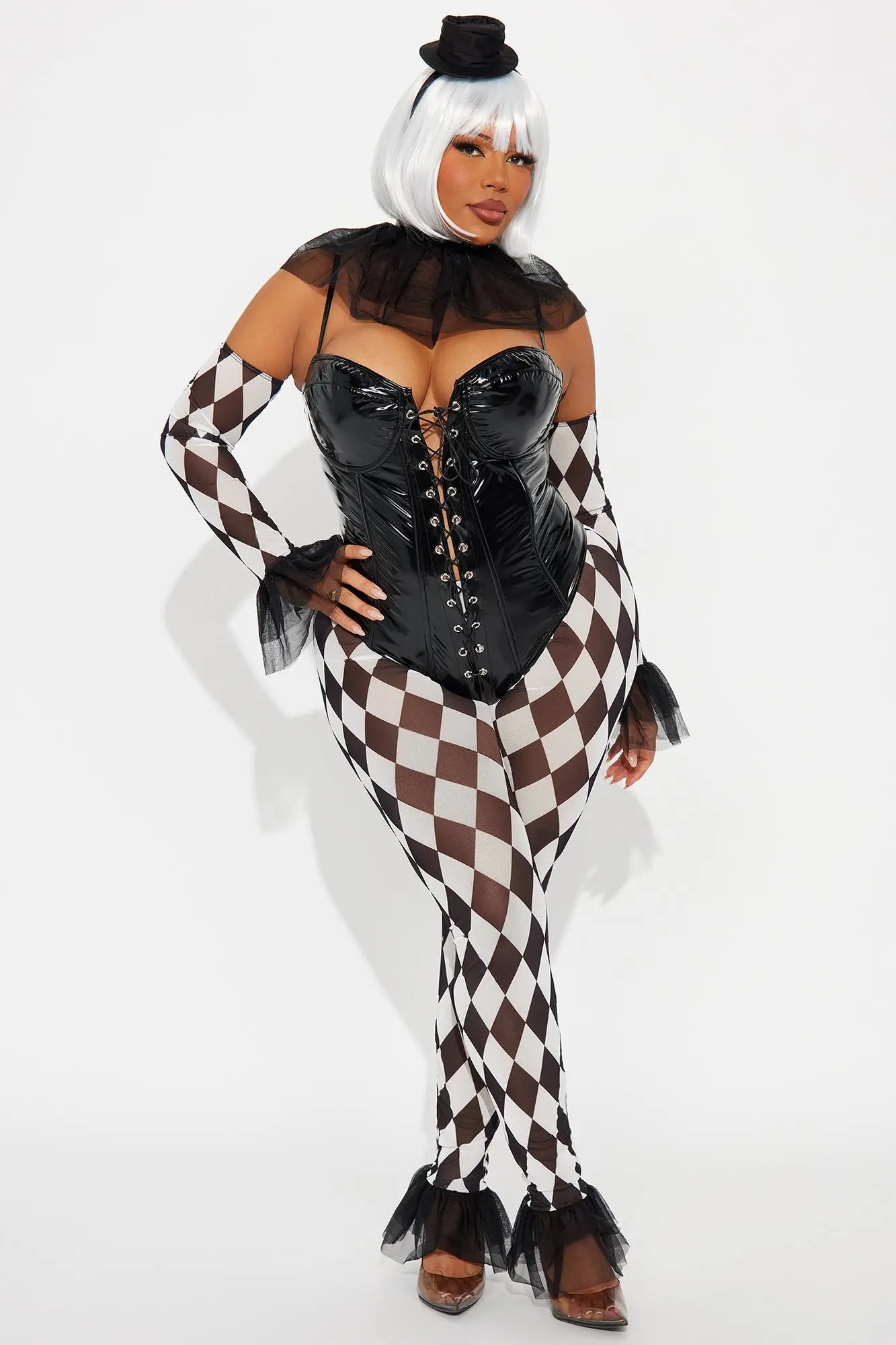 Captivating Clown 6 Piece Costume Set - Black/White 