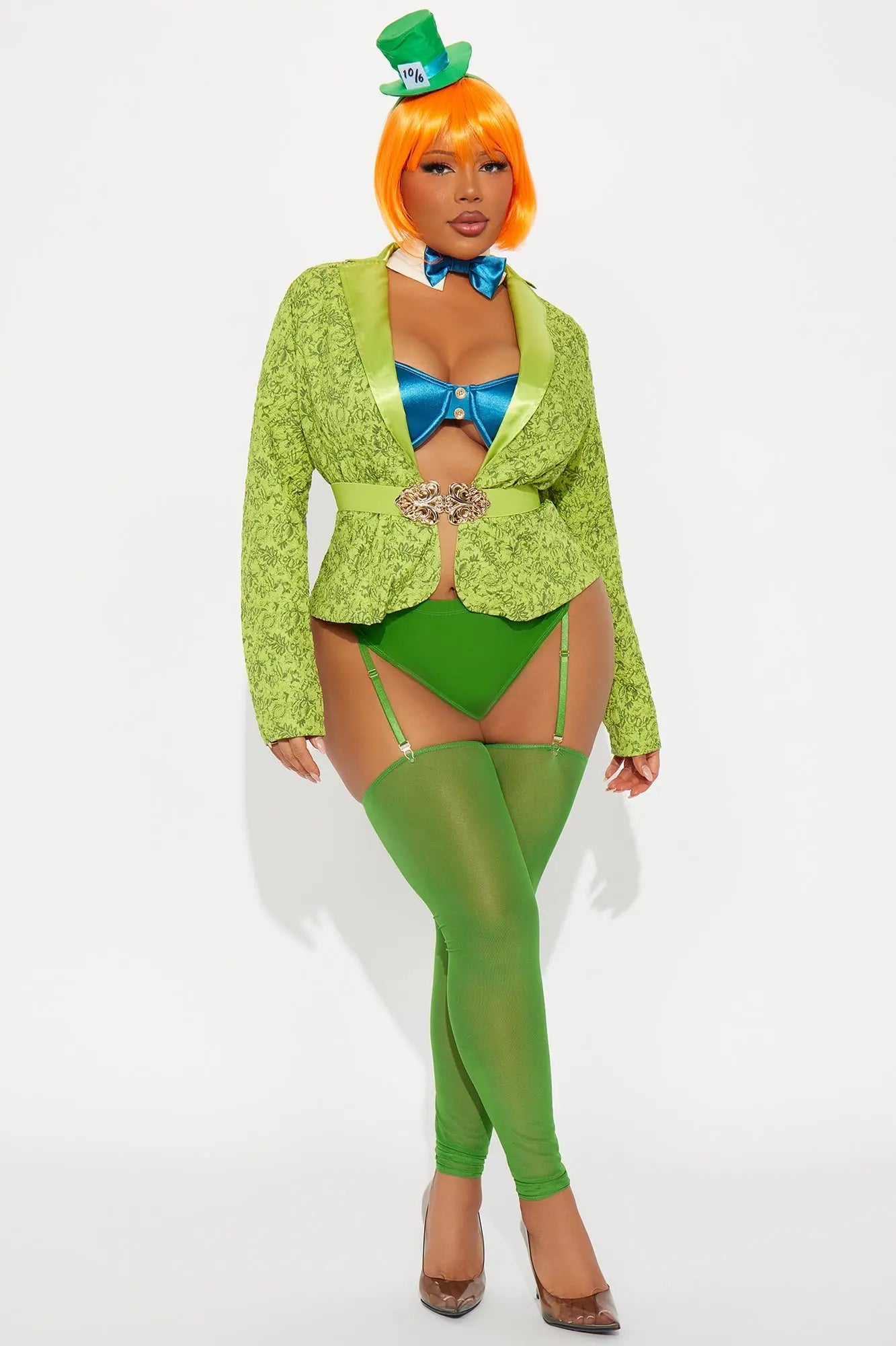 Delightfully Sexy Mad Hatter 8 Piece Costume Set - Green 