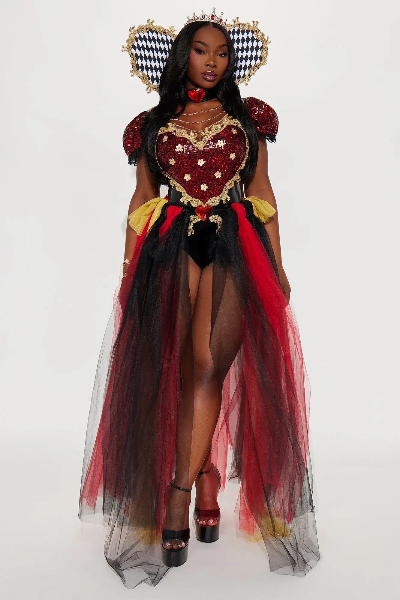 Heartthrob Queen 4 Piece Costume Set - Red/combo 