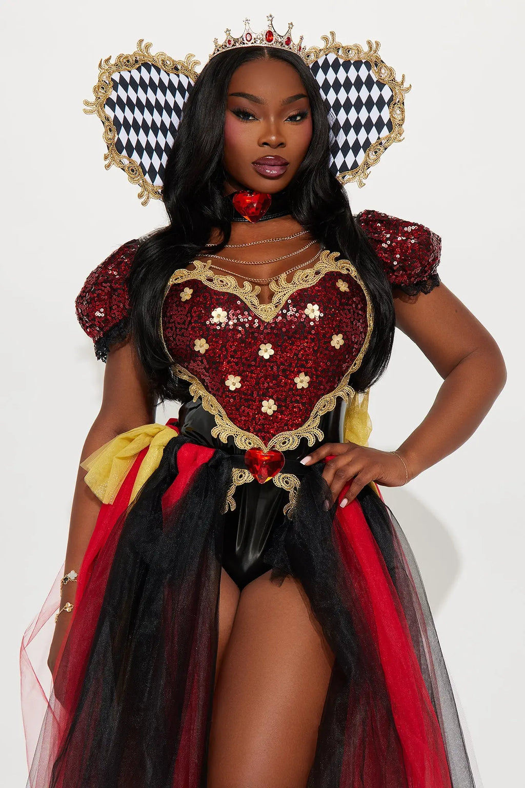 Heartthrob Queen 4 Piece Costume Set - Red/combo 
