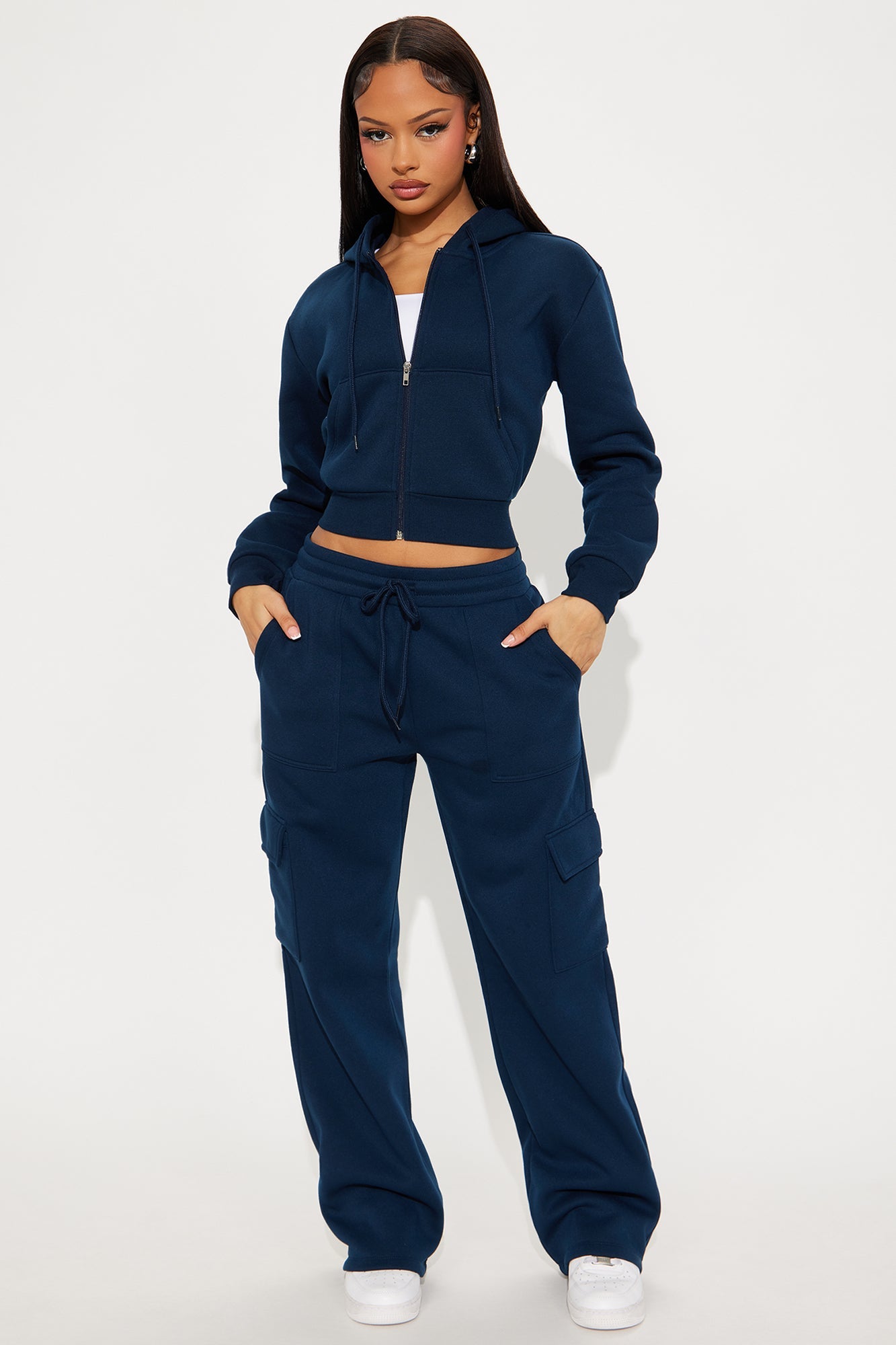 Kinsley Cropped Hoodie - Navy