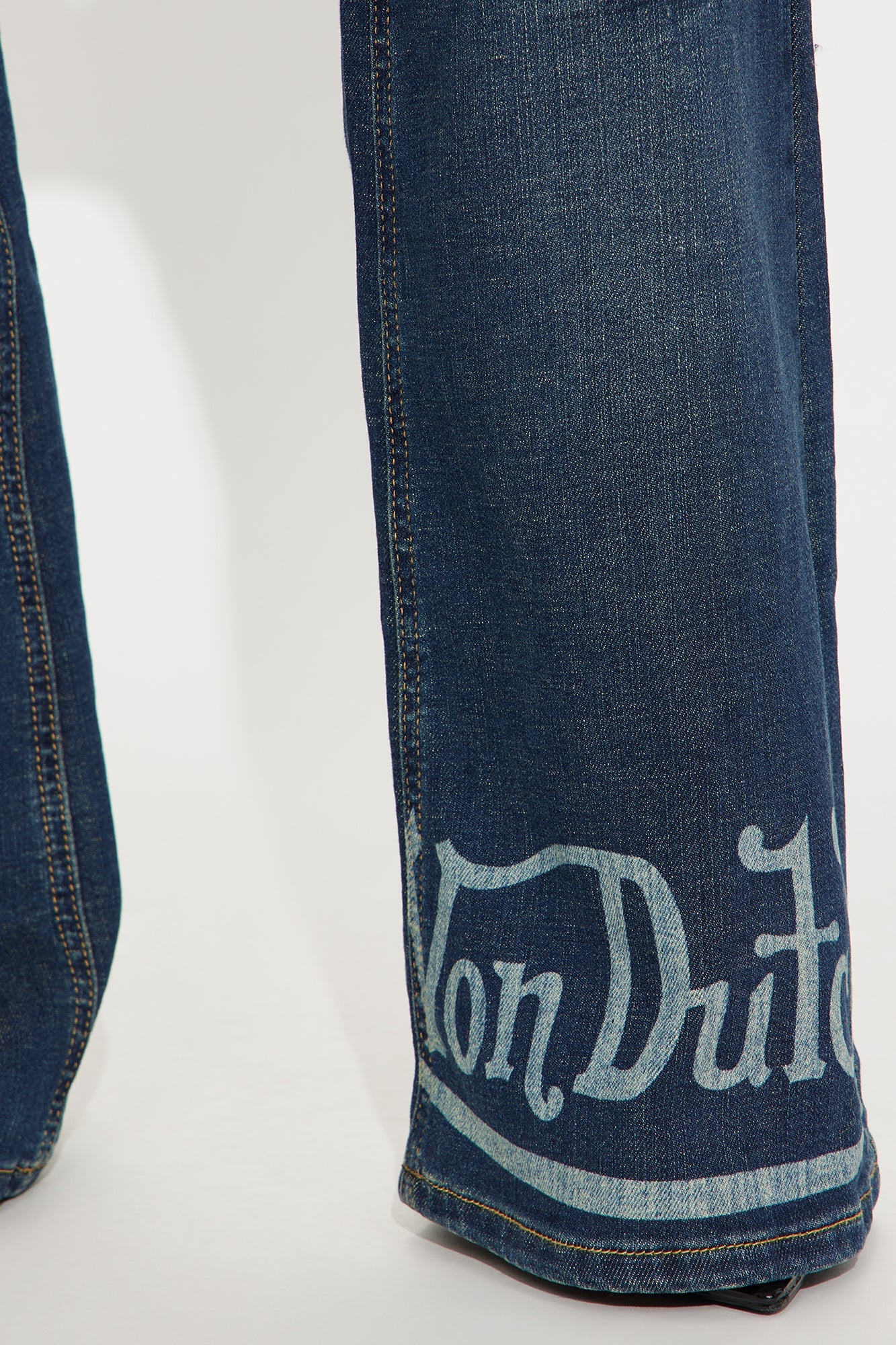 Von Dutch Tinted Low Rise Flare Jeans - Vintage Wash