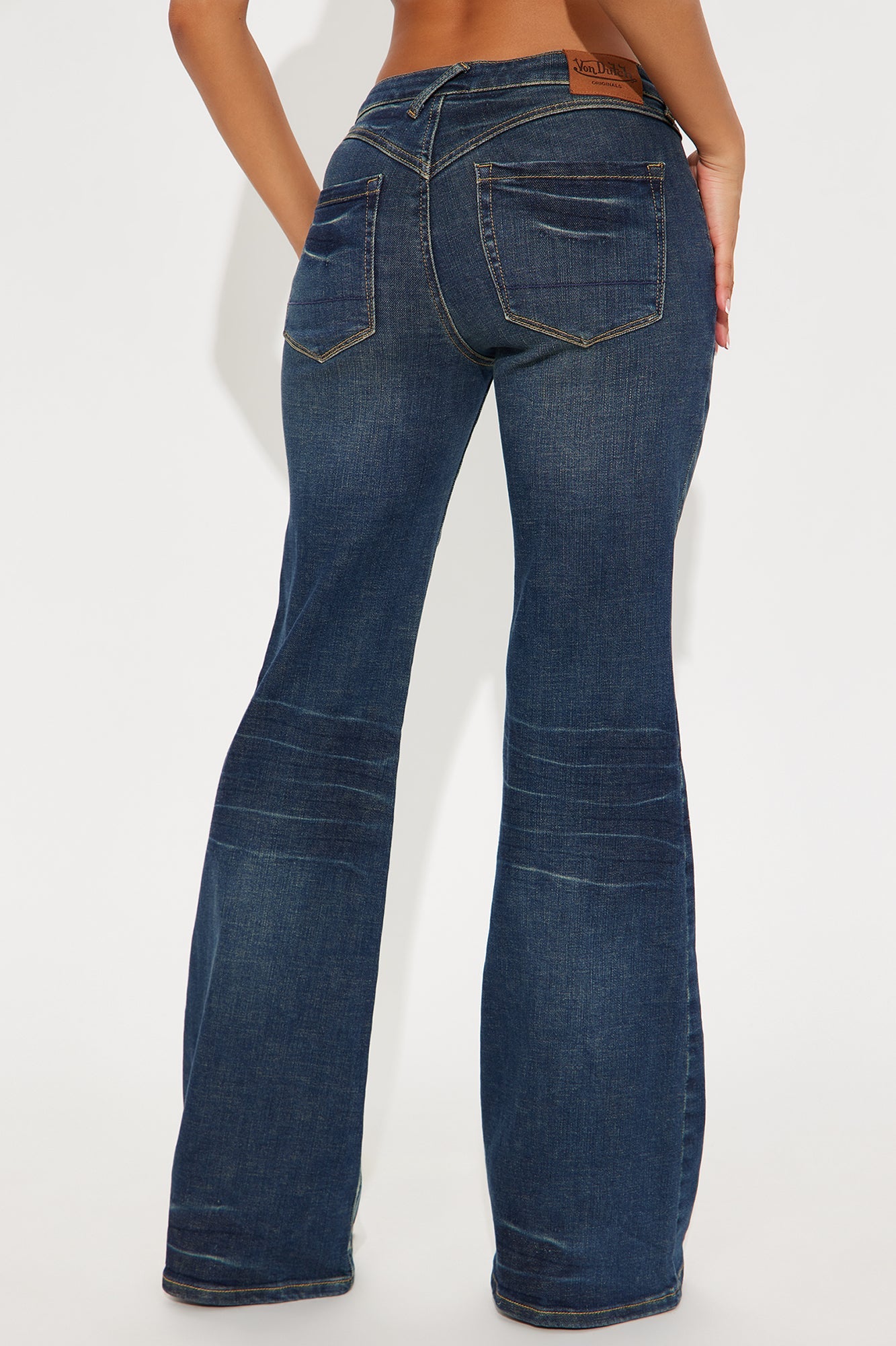 Von Dutch Tinted Low Rise Flare Jeans - Vintage Wash