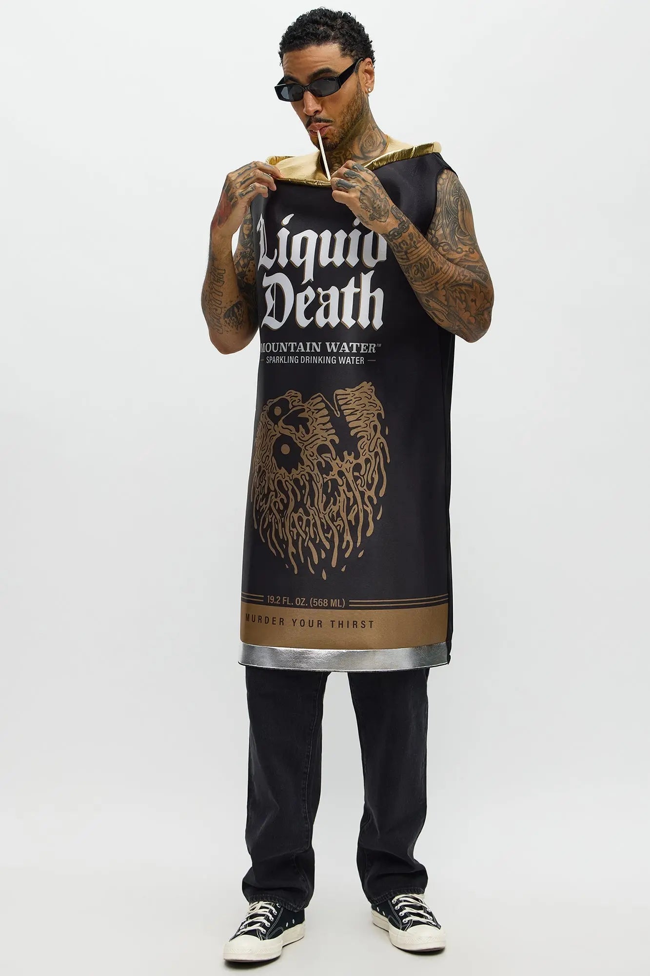 Liquid Death Sparkling Water Can Costume - Black/combo 