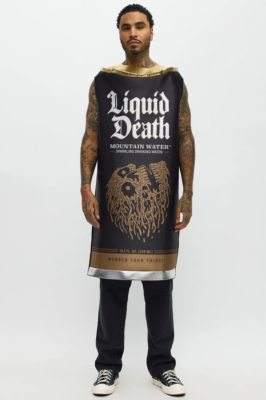 Liquid Death Sparkling Water Can Costume - Black/combo 